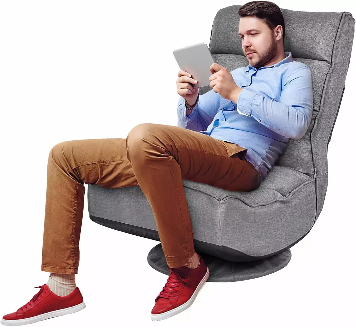 360 Degree Swivel Floor Gaming Chair 5 Position Adjustable Reclining Folding Sofa Chair Watching TV Reading Playing Video ...