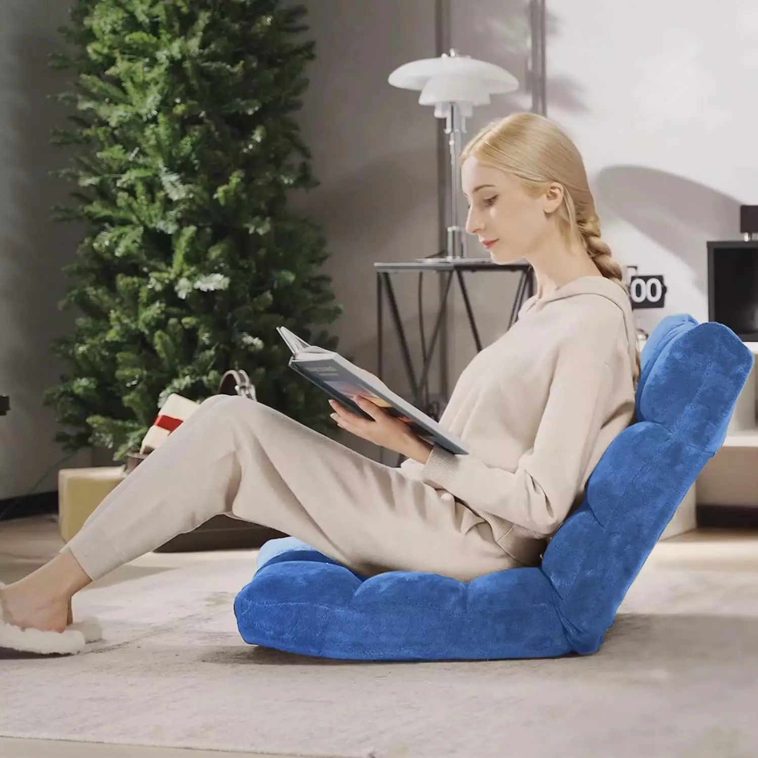 Floor Chair Back Support Floor Gaming Chair 14 Adjustable Position Padded Sleeper Bed Couch Recliner Meditation Chair Gami...