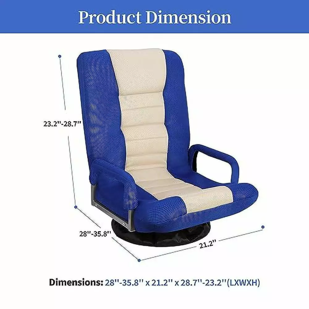 ZENY Swivel Gaming Floor Chair 360 Degree Armrest Adjustable 5 Positions Folding Lazy Sofa TV Reading Video Games NIGHT MOON