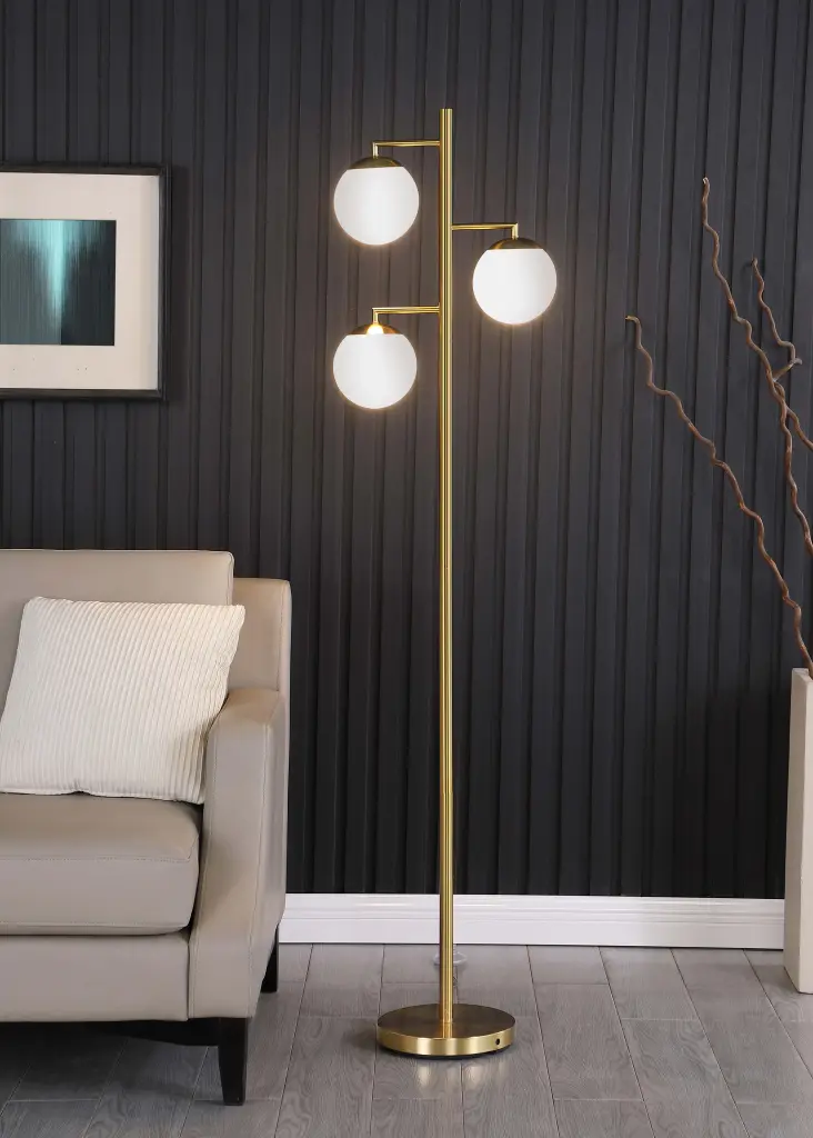 Sena Trio Tree Floor Lamp Gold - Modern 3-Light Standing Lamp