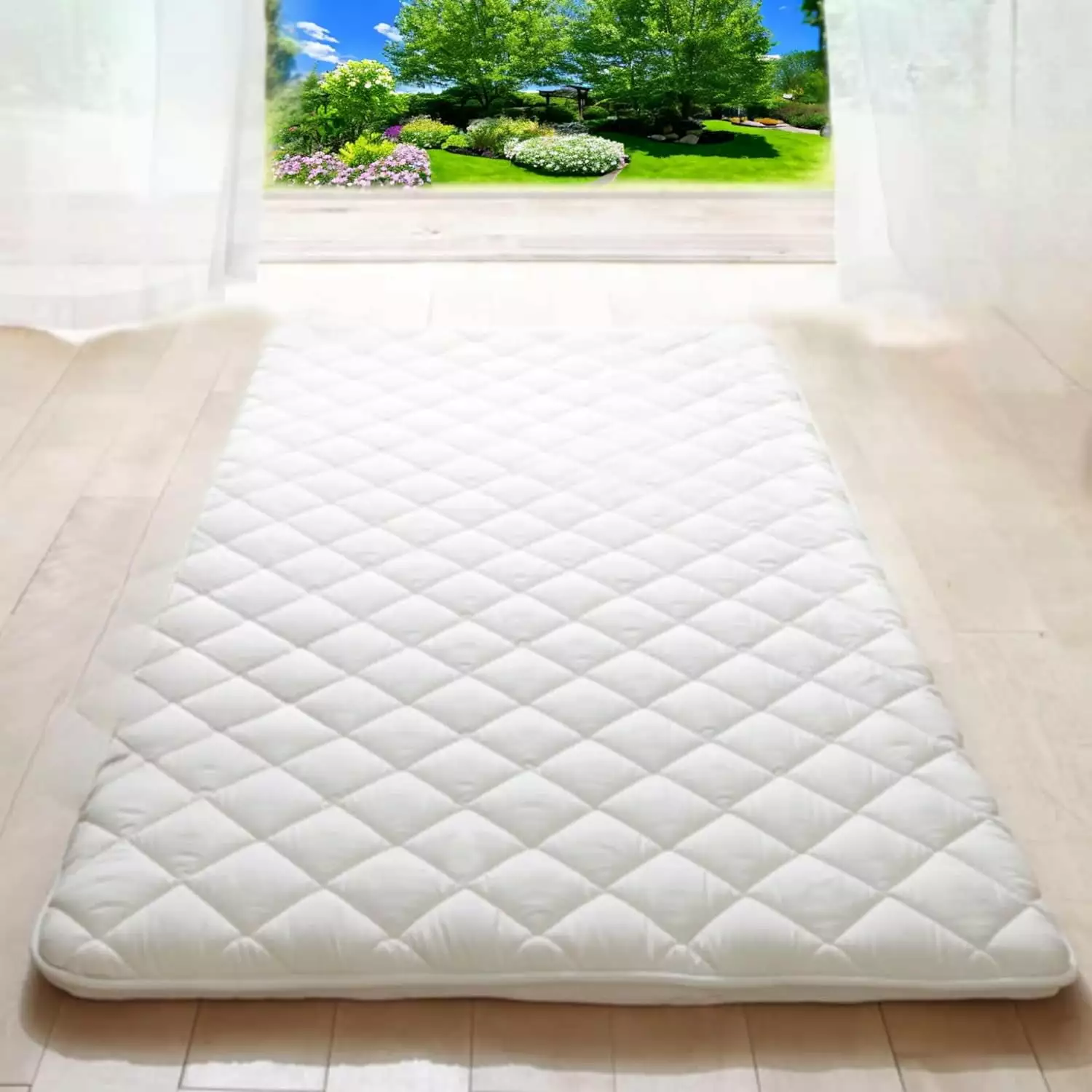 DALEI Japanese Floor Mattress Memory Foam Futon Thicken Sleeping Pad Off-White Full Futons