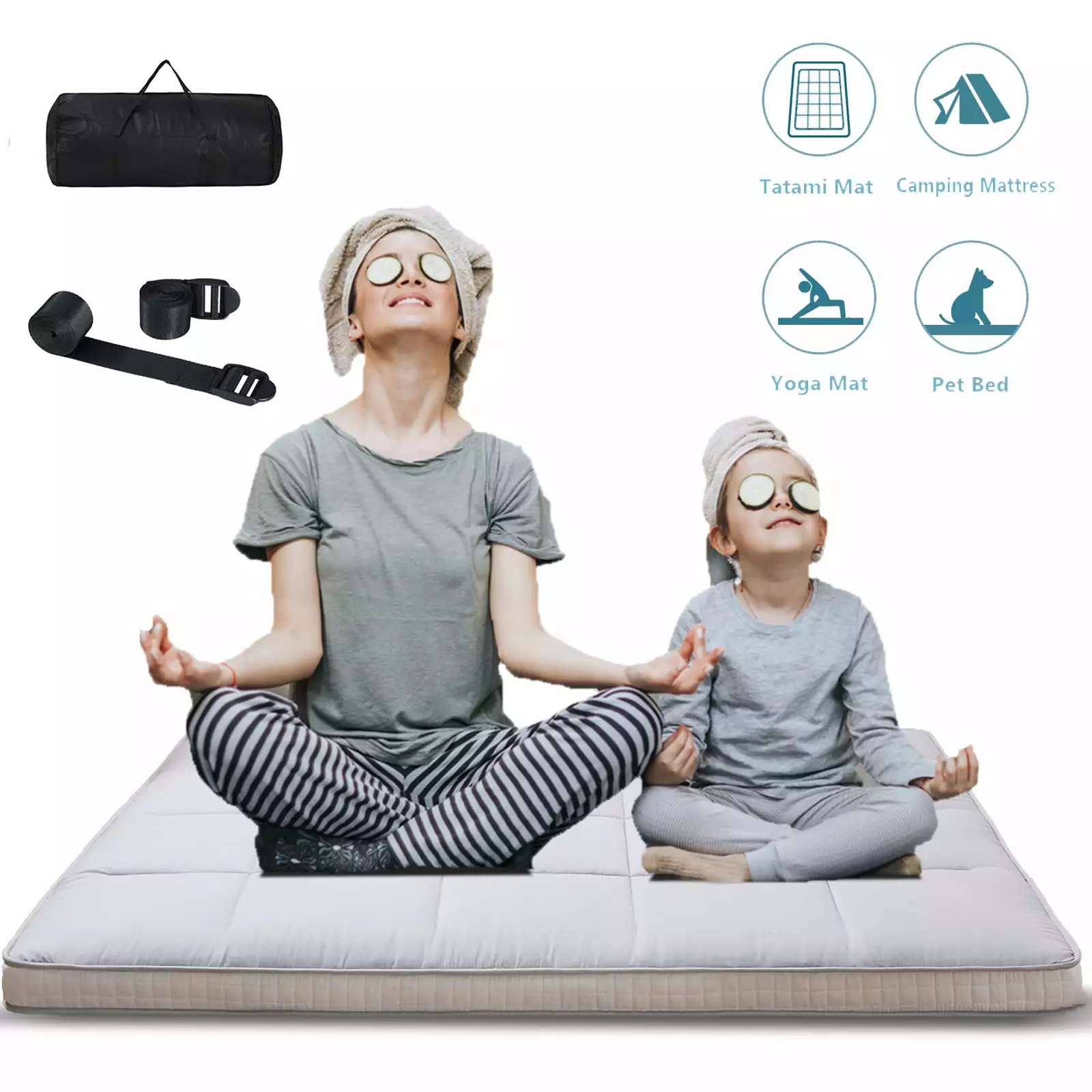 Lilypelle Japanese Floor Mattress Futon - Thick Tatami Mat Sleeping Pad Foldable Queen Size 2PCS Futons