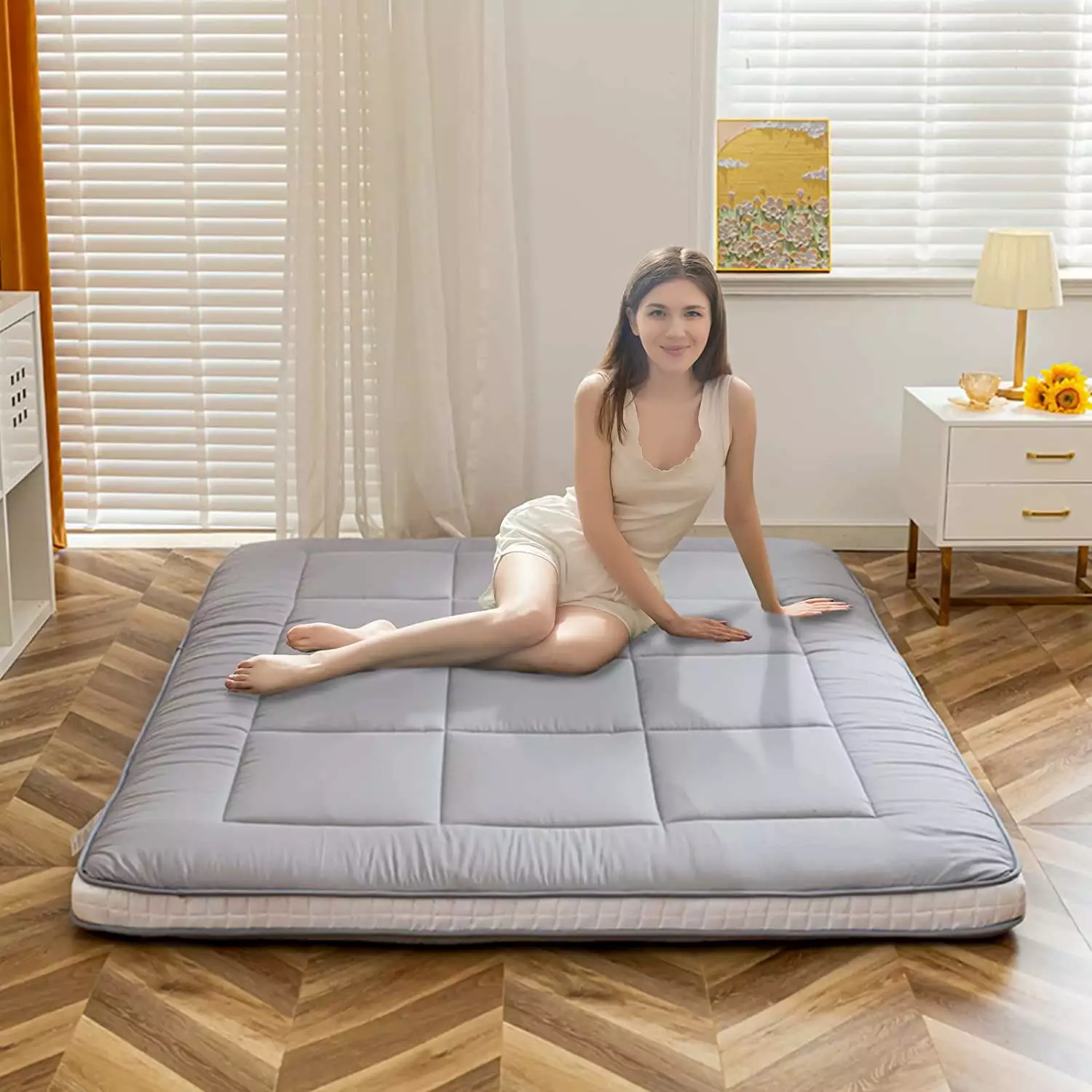 OUWI Japanese Floor Mattress 4 Thick Foldable Futon Korean Roll Up Sleeping Pad Full Futons