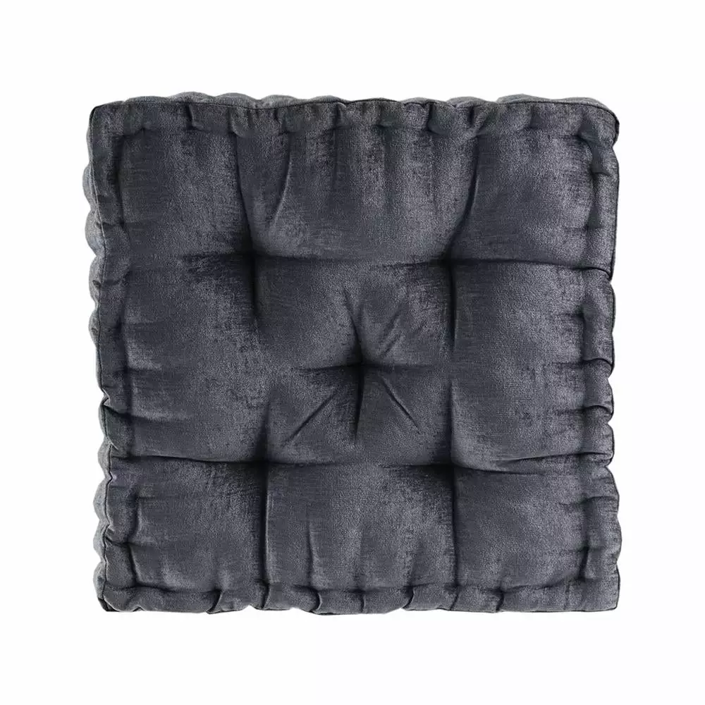 Charcoal Chenille Square Floor Pillow Cushion Belen Kox Modern Decor