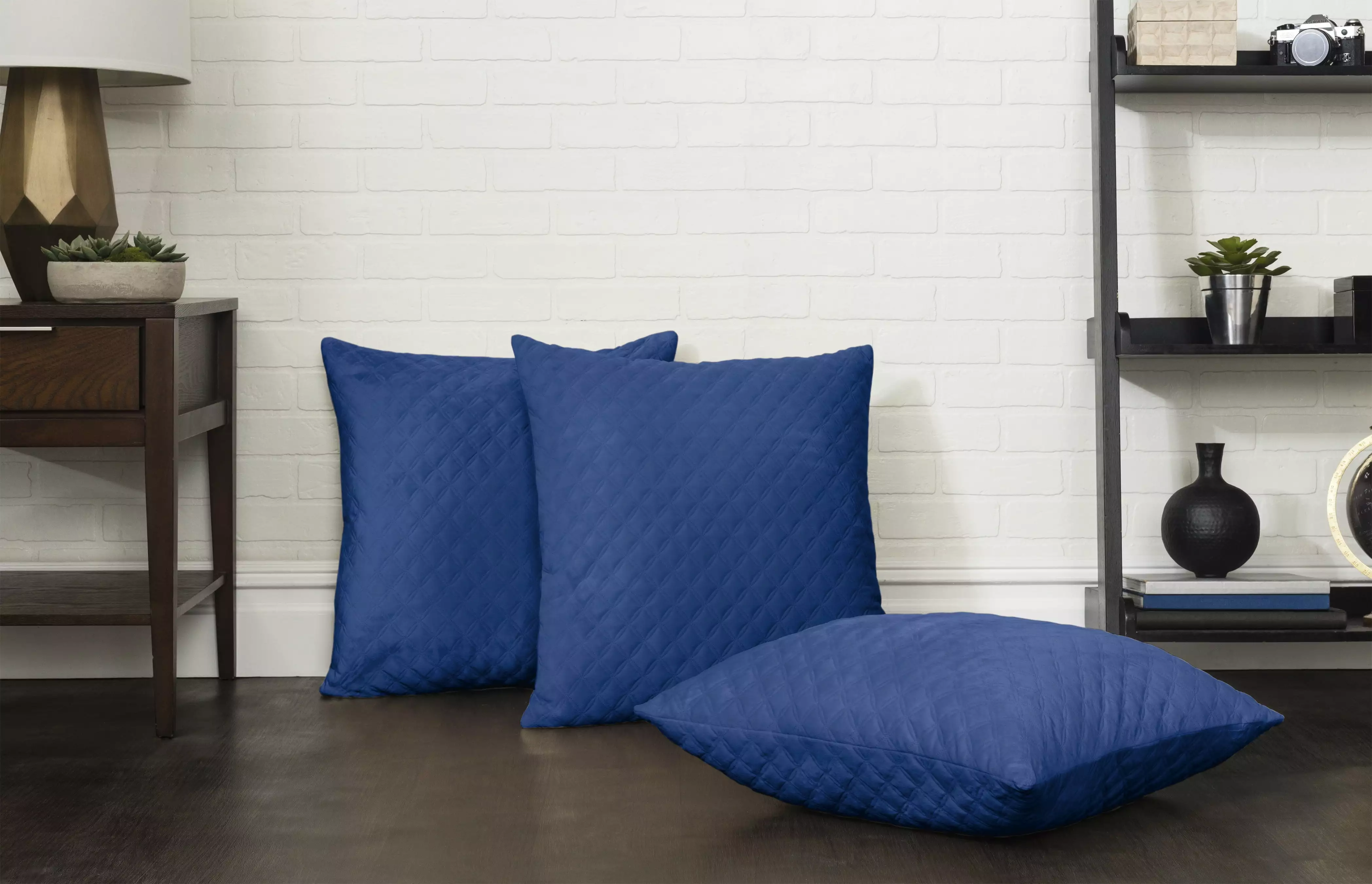 Better Homes & Gardens Quilted Velvet 24x24 Knife Edge Floor Pillow Blue