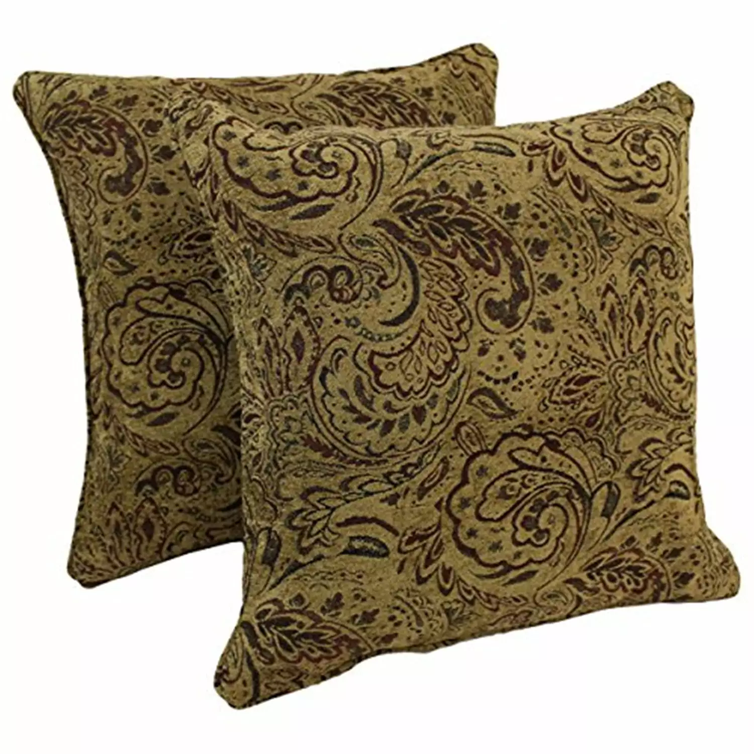 25-inch Double-corded Patterned Jacquard Chenille Square Floor Pillows Inserts Set 2 Blazing Needles