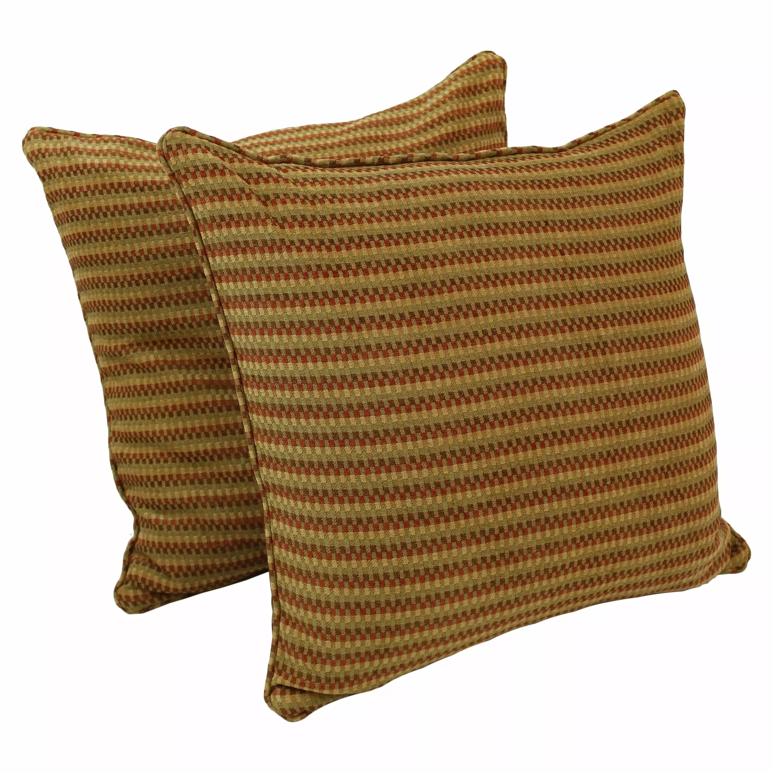 Blazing Needles Double-Corded Patterned Jacquard Chenille Square Floor Pillows Set 2 Autumn Gingham