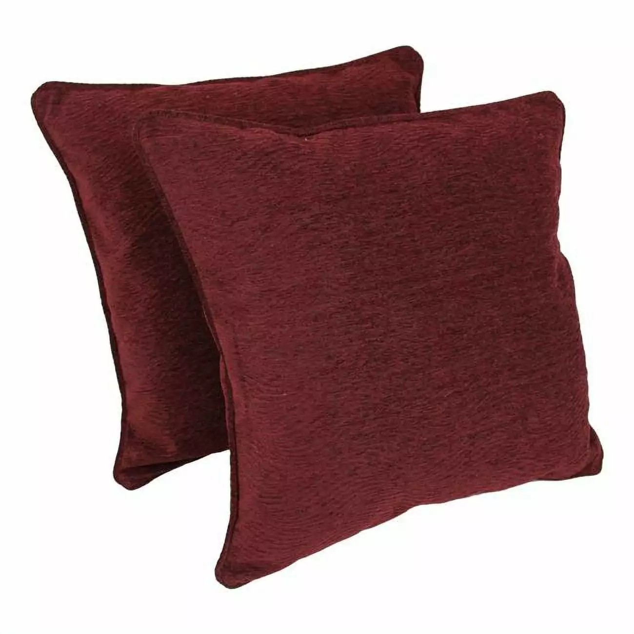 Blazing Needles 25 . Double-Corded Patterned Jacquard Chenille Square Indoor Floor Pillows Inserts, Bordeaux - Set 2