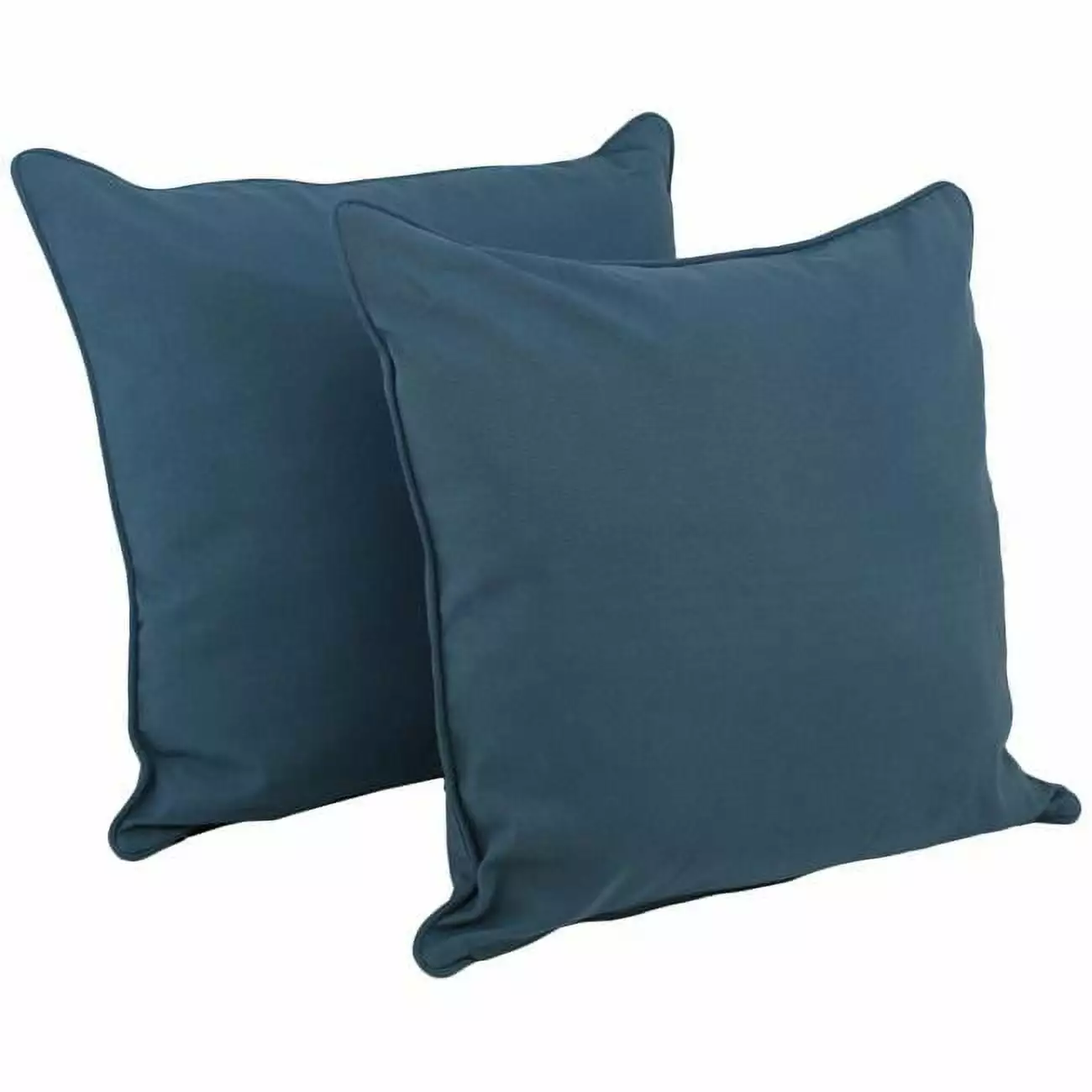 25-inch Double-Corded Solid Twill Square Floor Pillows Inserts - Indigo Color Set 2 Pisos