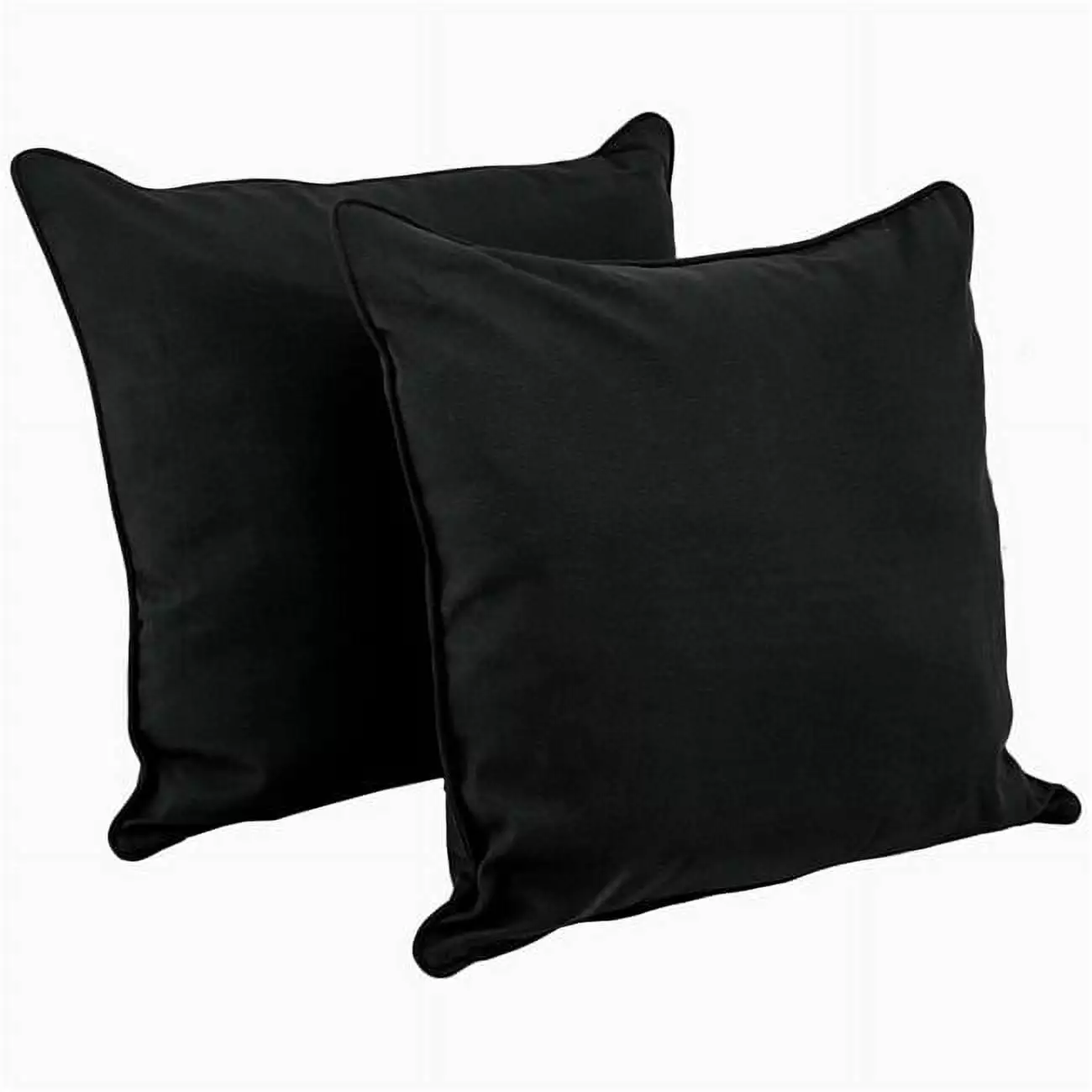 25-inch Double-Corded Solid Twill Square Floor Pillows Inserts - Black Color Set 2 Pisos