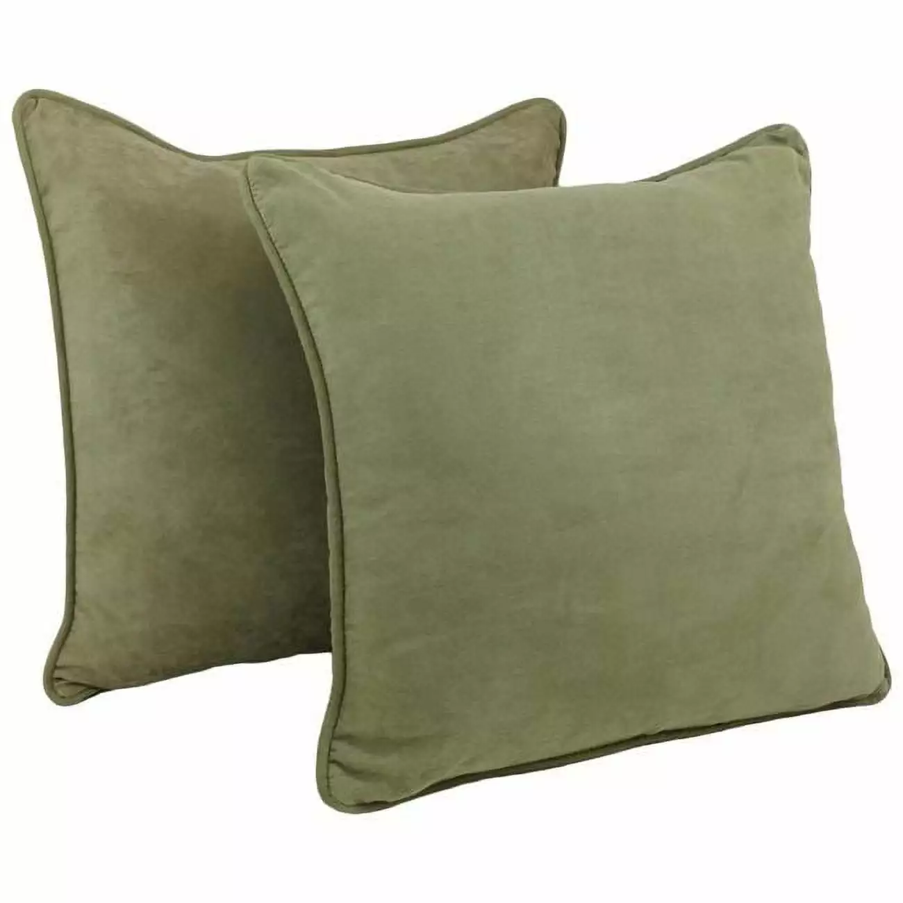 25 . Double-Corded Solid Microsuede Square Floor Pillows Inserts Sage Green Set 2 Pisos