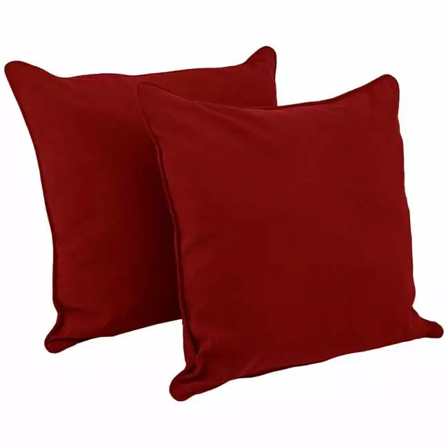 25 Double-Corded Solid Twill Square Floor Pillows Inserts Ruby Red Set 2 Pisos