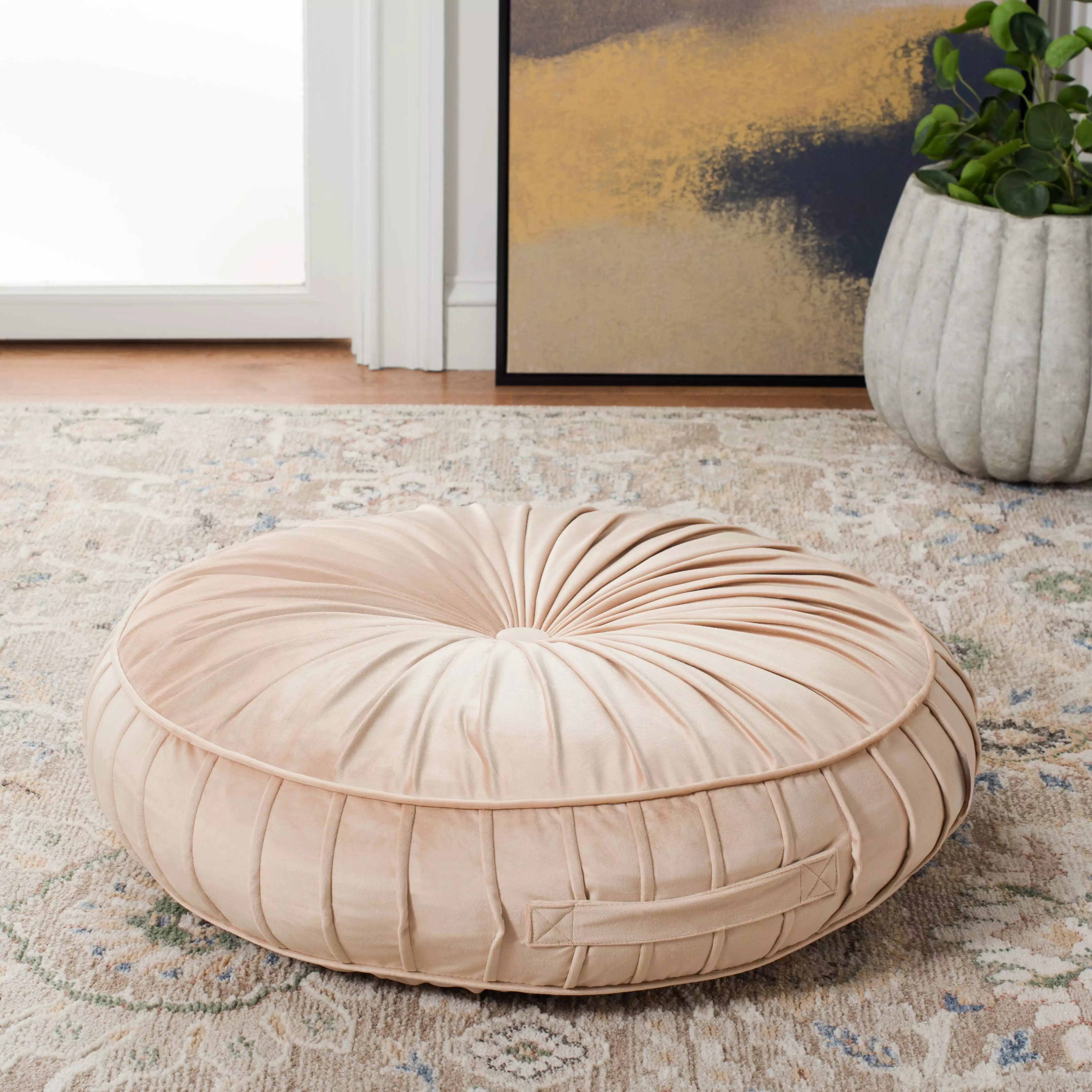 SAFAVIEH Clary Solid Floor Pillow 25 x 25 Champagne