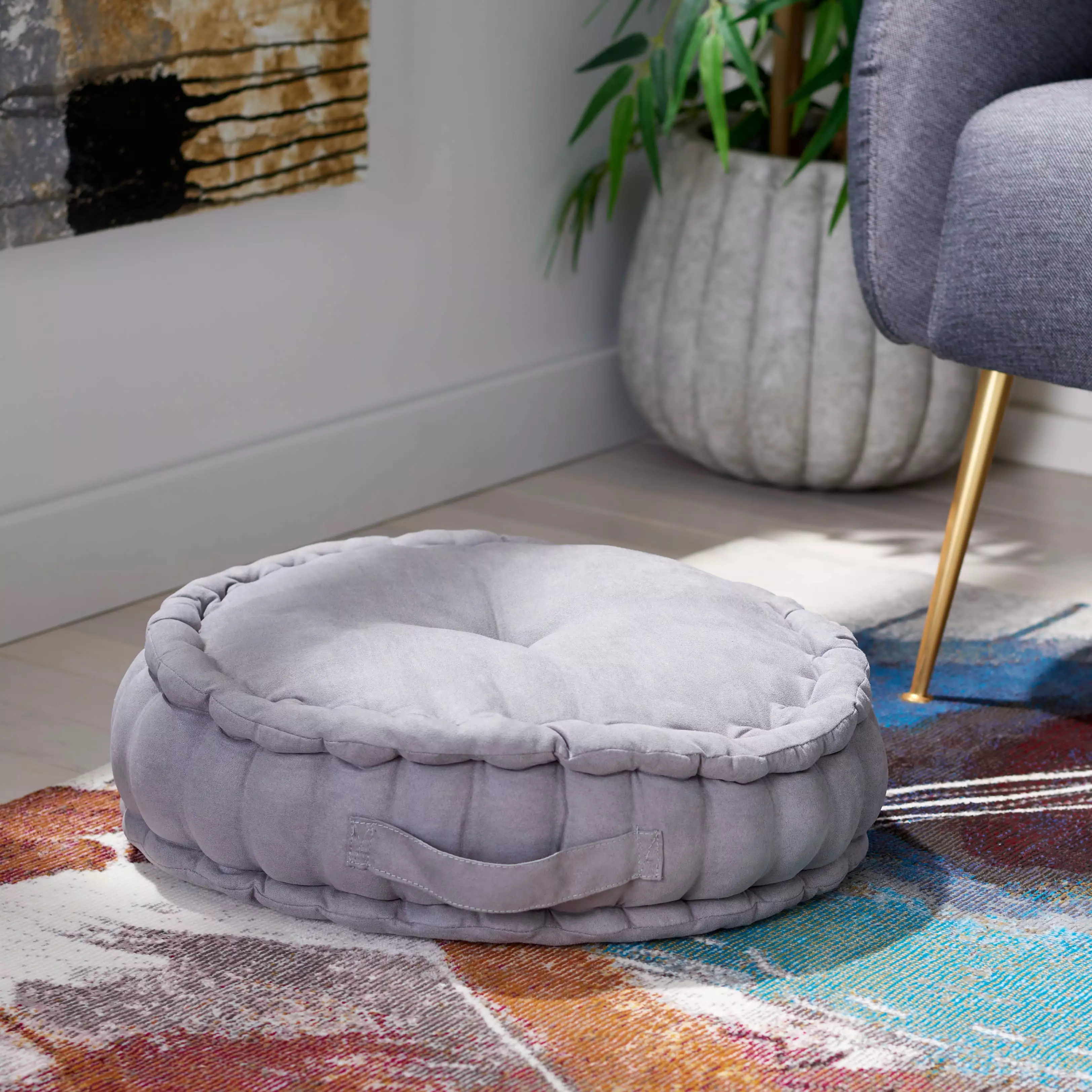 SAFAVIEH Payton Solid Floor Pillow 20 x 20 Inch Grey