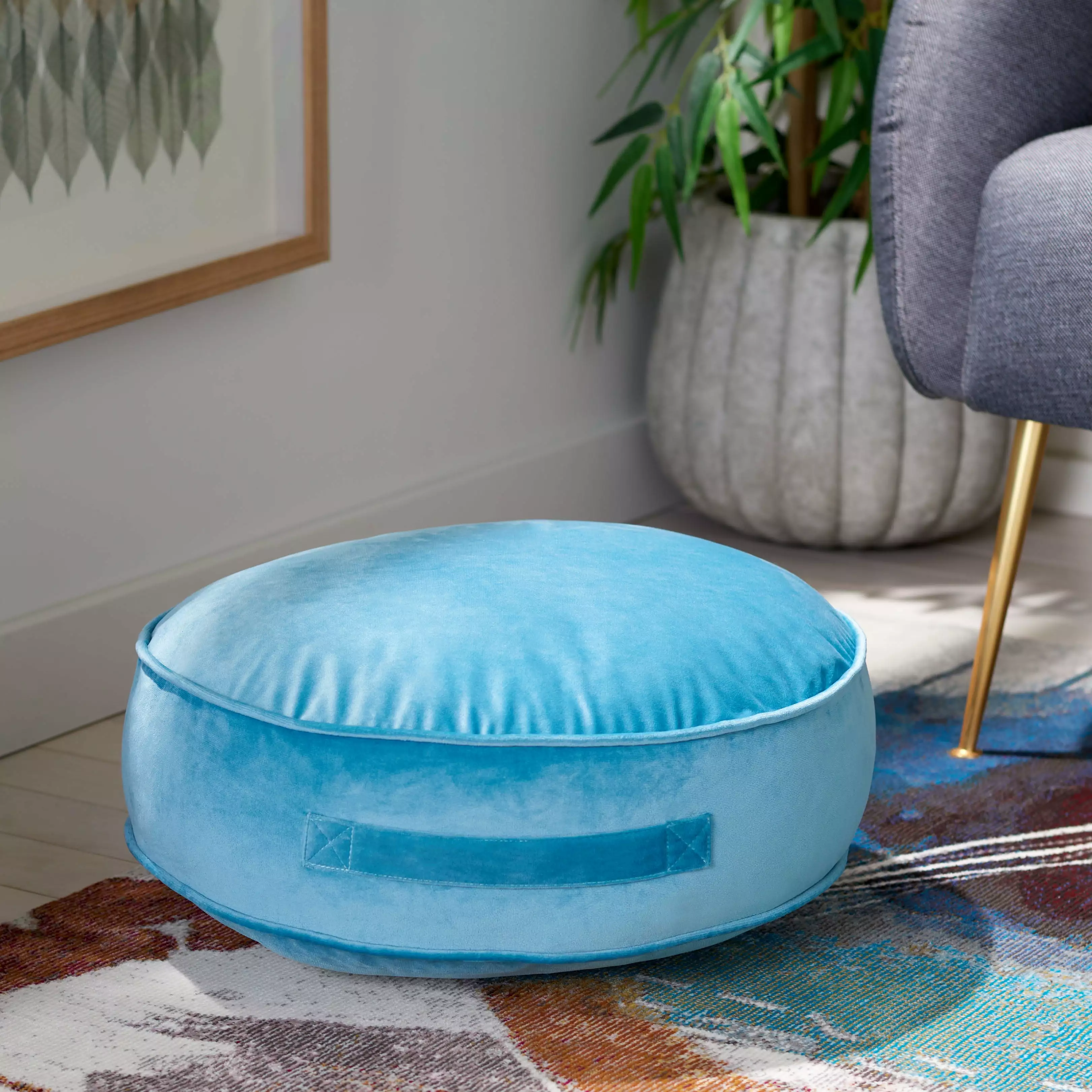 SAFAVIEH Reissa Solid Floor Pillow 20 x 20 Blue