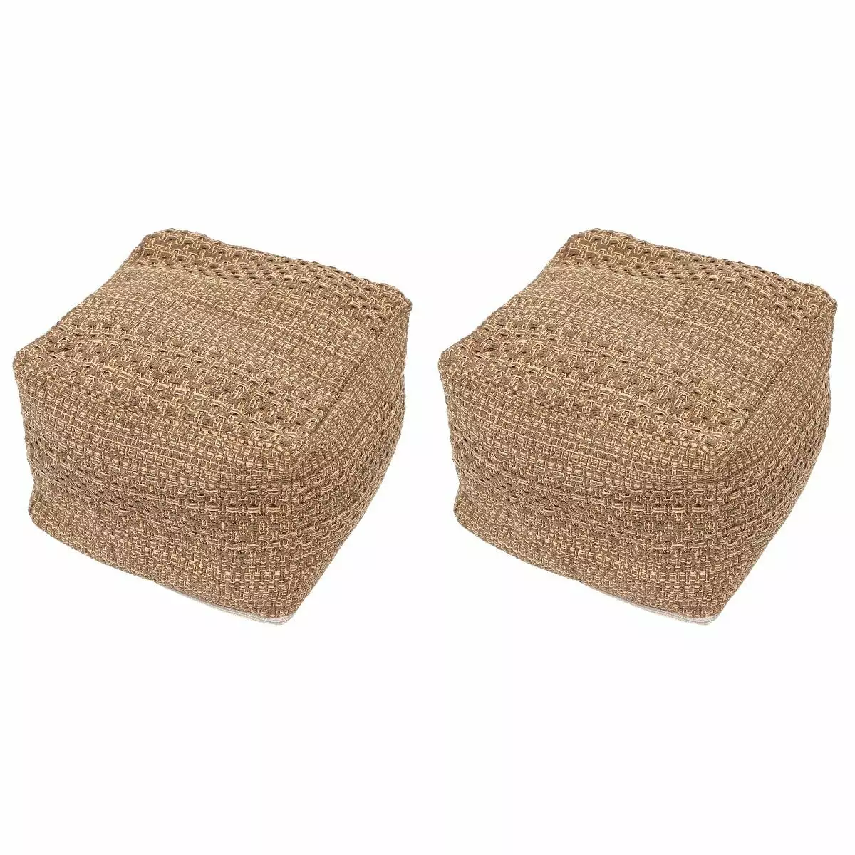 2pcs Square Foot Stool Handmade Floor Pouf Ottoman Living Room and Bedroom LongYTong