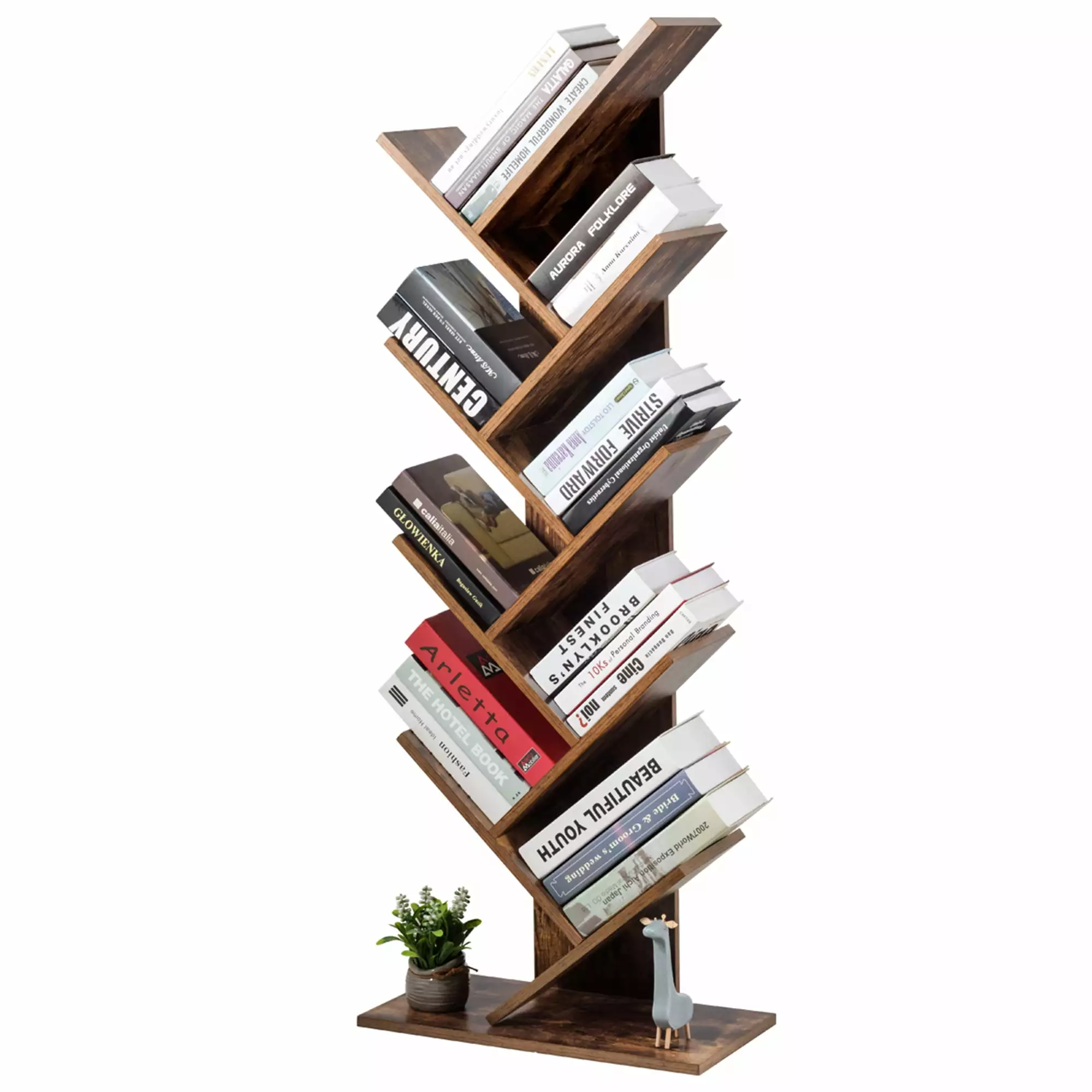 Gymax 8-Tier Tree Bookshelf Bookcase Free Standing Book Rack Display Stand Living Room Bedroom