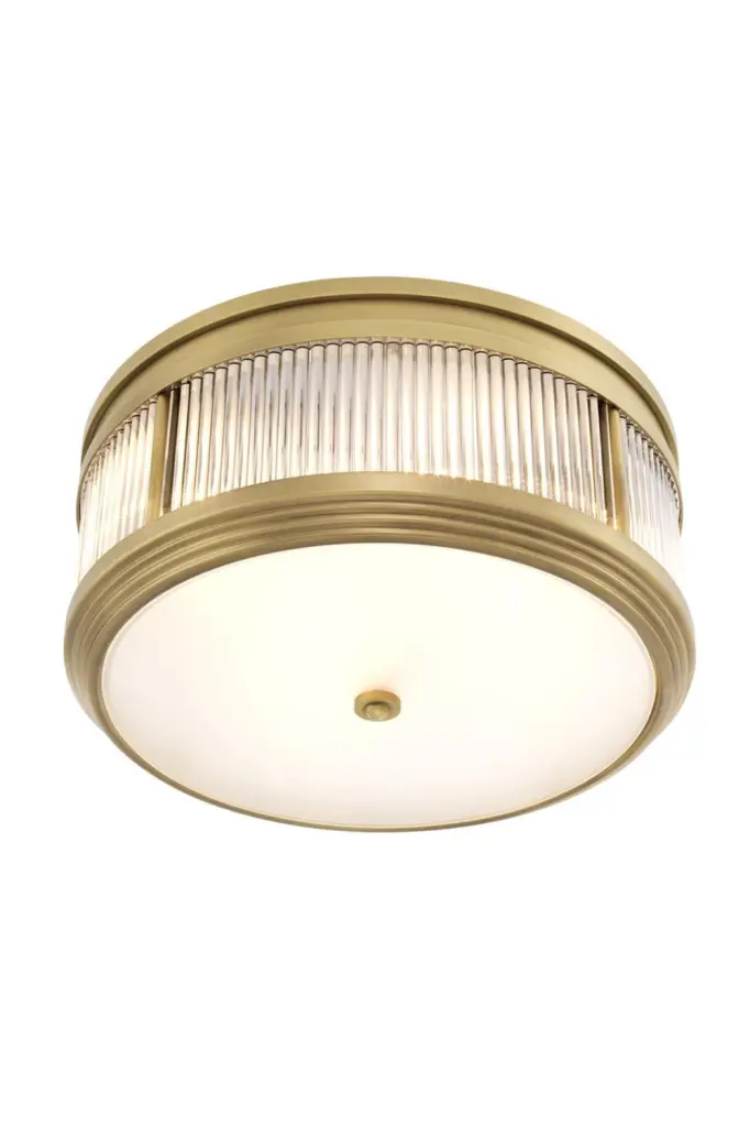 Eichholtz Rousseau Round Brass Flush Mount Ceiling Light Fixture
