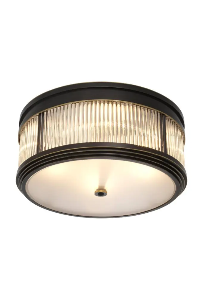 Eichholtz Rousseau Round Bronze Flush Mount Ceiling Light Elegant