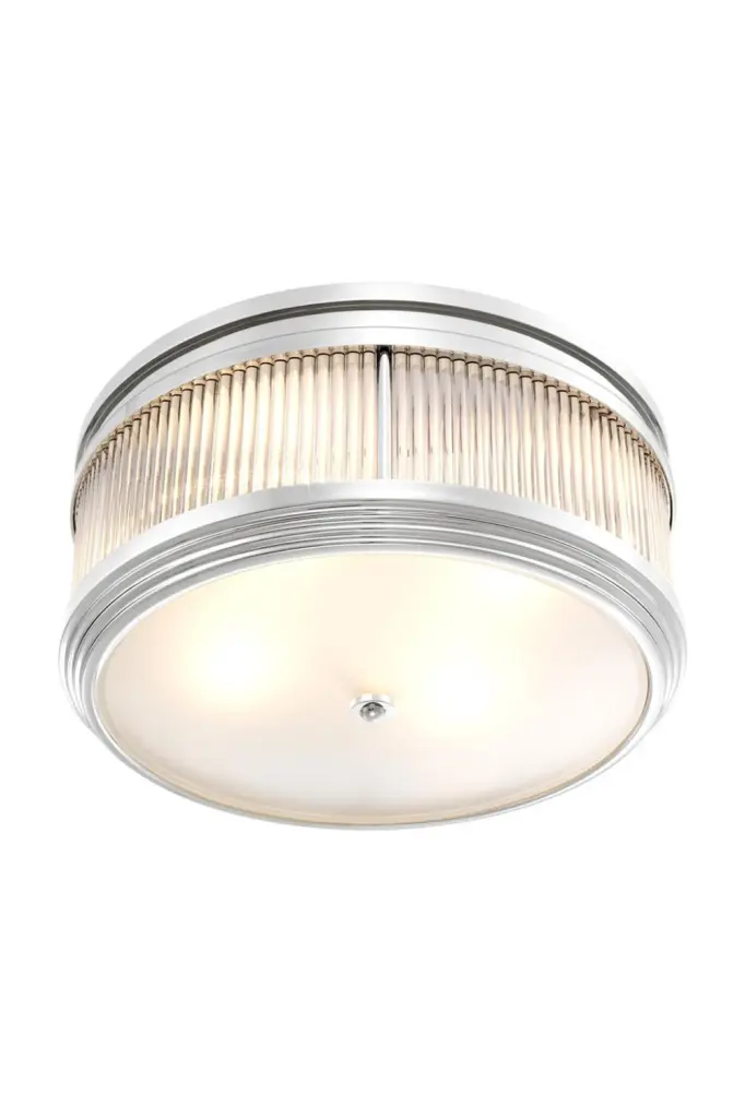 Eichholtz Rousseau Round Silver Flush Mount Ceiling Light Modern