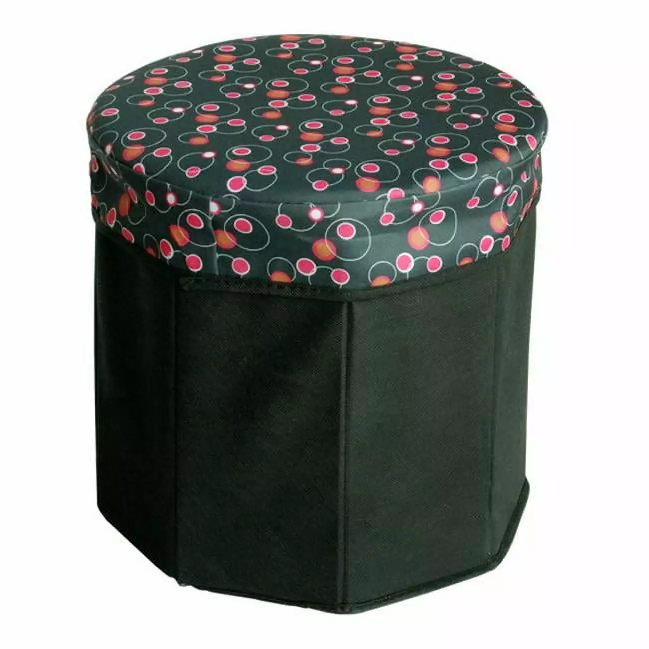 SB-N119-CIR 30x30x31 Bubble Black Round Foldable Storage Ottoman Storage Boxes & Storage Seat Black Ottomans Blancho Bedding