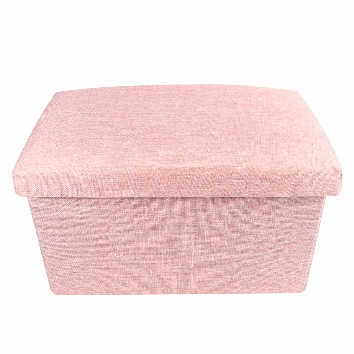 Foldable Storage Ottoman Folding Toy Chest Storage Box Linen Fabric Ottomans Bench Foot Rest Bedroom Living Room Pink Otto...