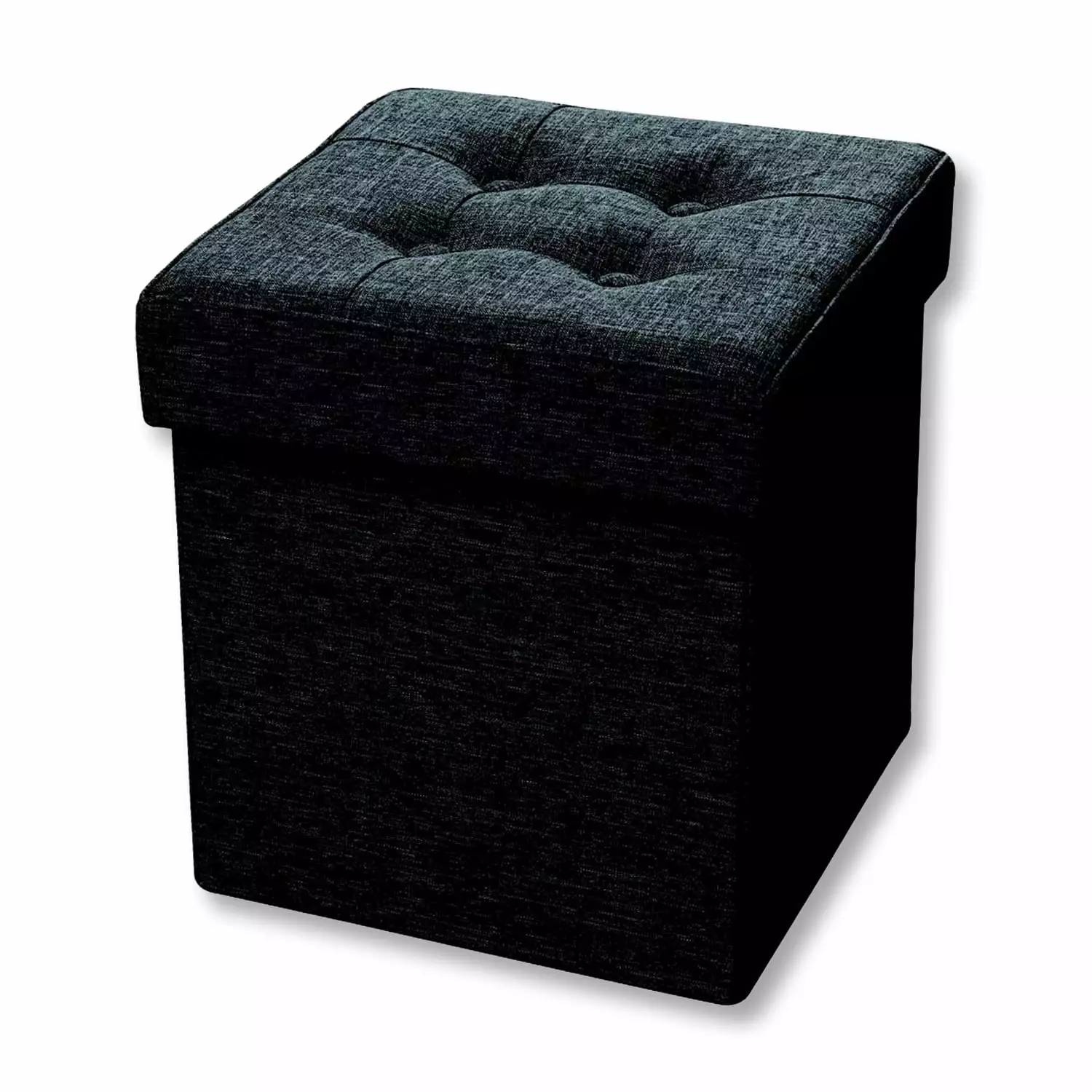 ITY International Foldable Fabric Ottoman Footrest Storage 15 x 15 x 15 Black Ottomans