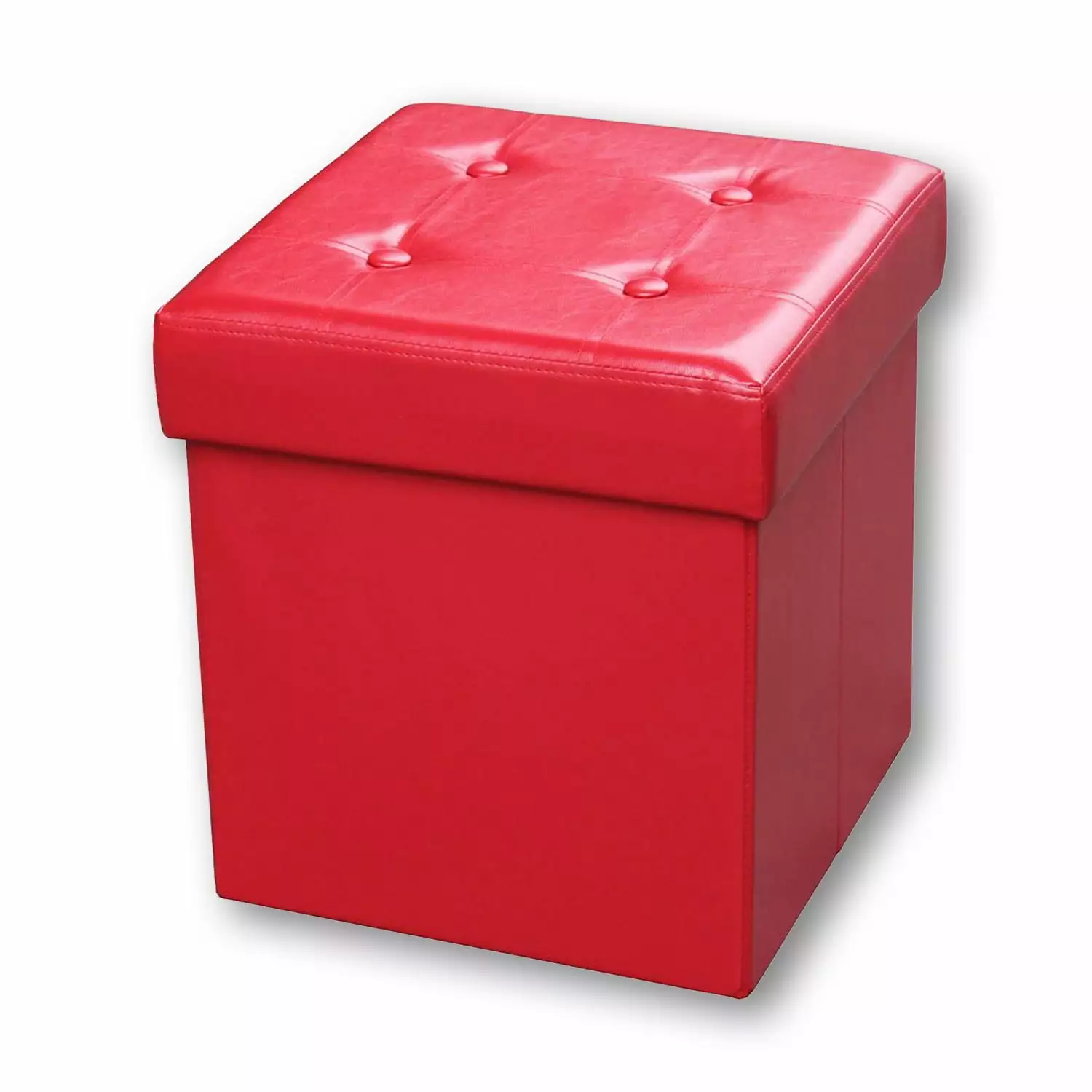 ITY International Folding Ottoman Storage 15x15x15 Red Small Spaces Ottomans