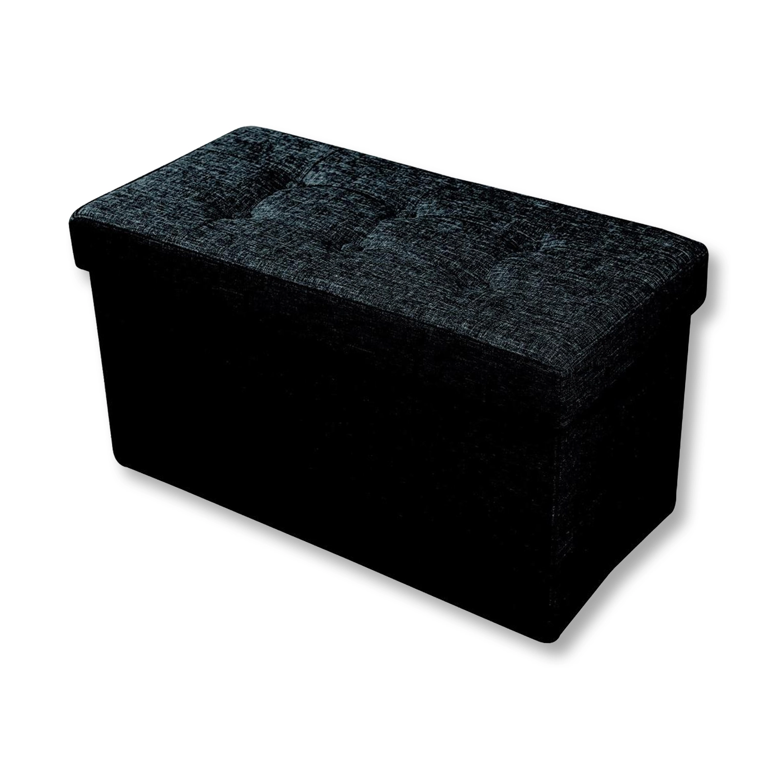 ITY International Large Fabric Folding Storage Ottoman Footrest - 30 x 14.75 x 15.75 Inches Black Ottomans