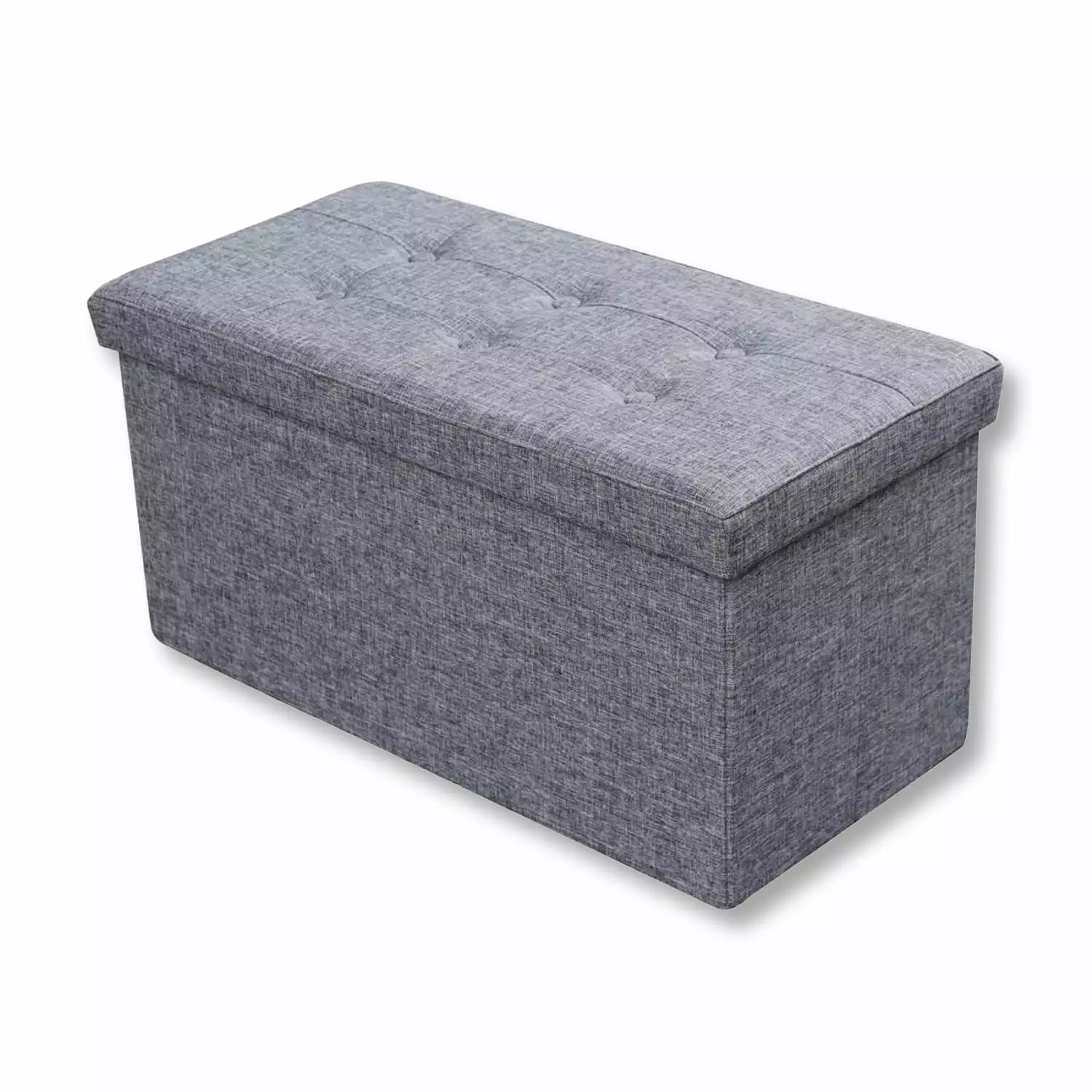 ITY International Large Foldable Fabric Storage Ottoman Footrest - 30 x 14.75 x 15.75 Inches Gray Ottomans