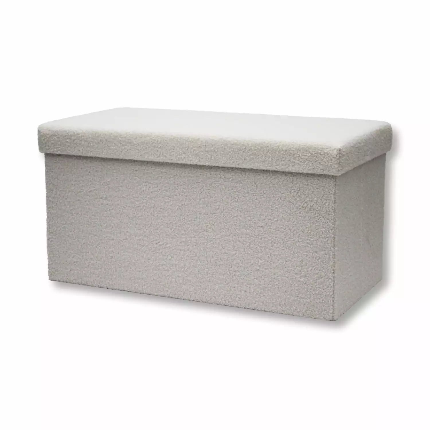 ITY International Large Plush Fabric Foldable Storage Ottoman Footrest - 30 x 15 x 15 Inches White Ottomans