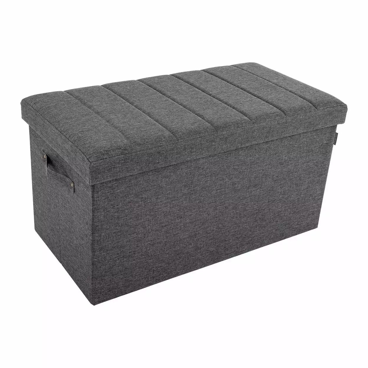 Seville Classics Foldable Storage Bench Ottoman Handles Modern Gray Living Room Ottomans