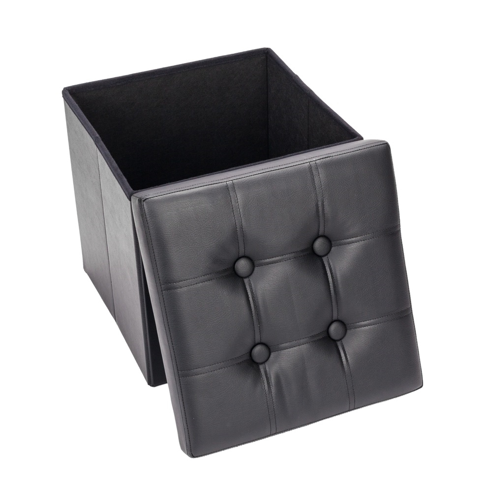 Faux Leather Small Square Foot Rest Stools Foot Stool Storage Folding Storage Ottoman Footrest Stool Faux Leather Ottoman ...