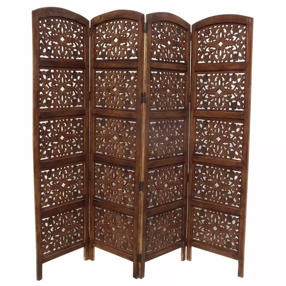 Urban Port Foldable 4 Panel Mango Wood Room Divider. Brown Bed Bath & Beyond