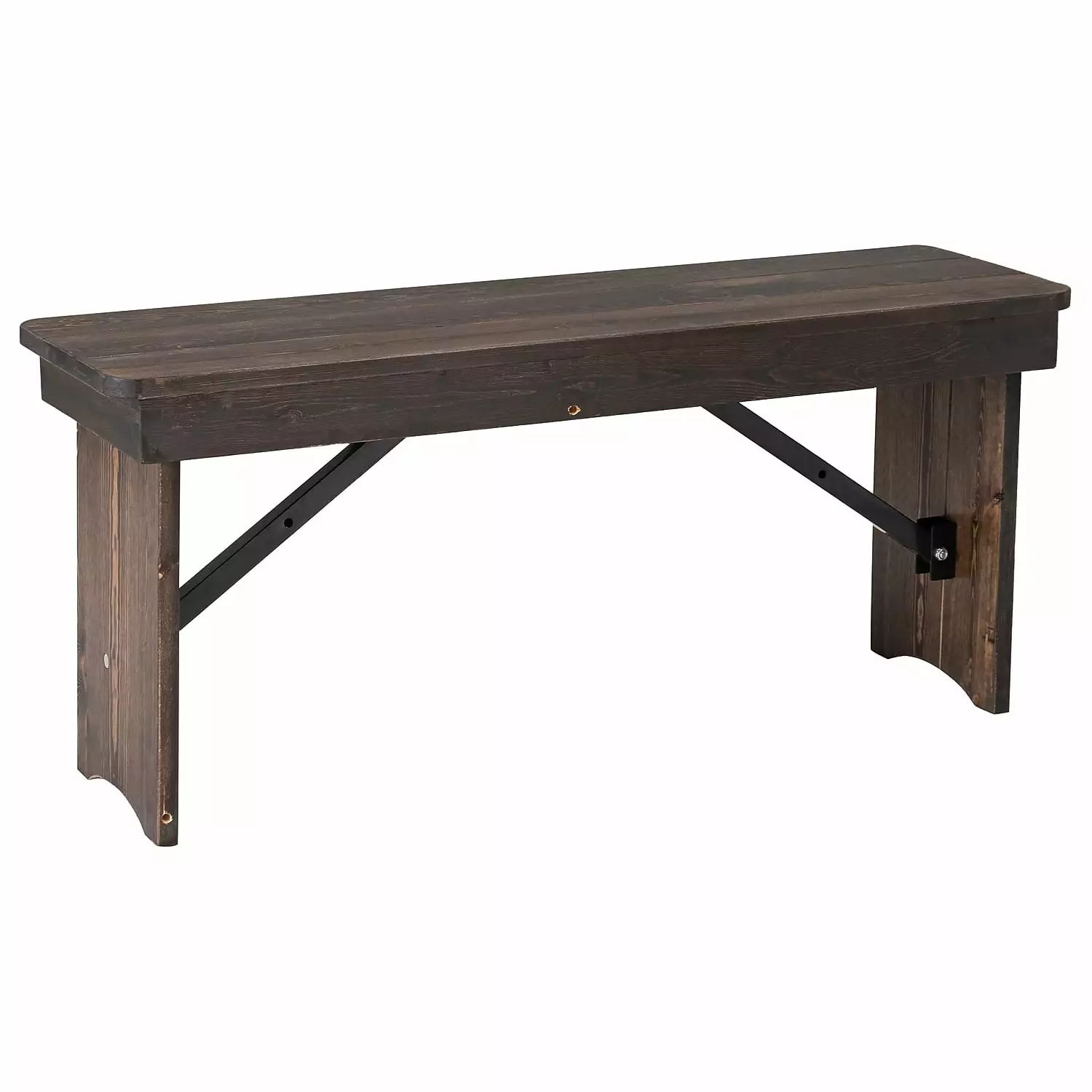 Flash Furniture Hercules 40'' x 12'' Mahogany Solid Pine Folding Farm Bench Benches