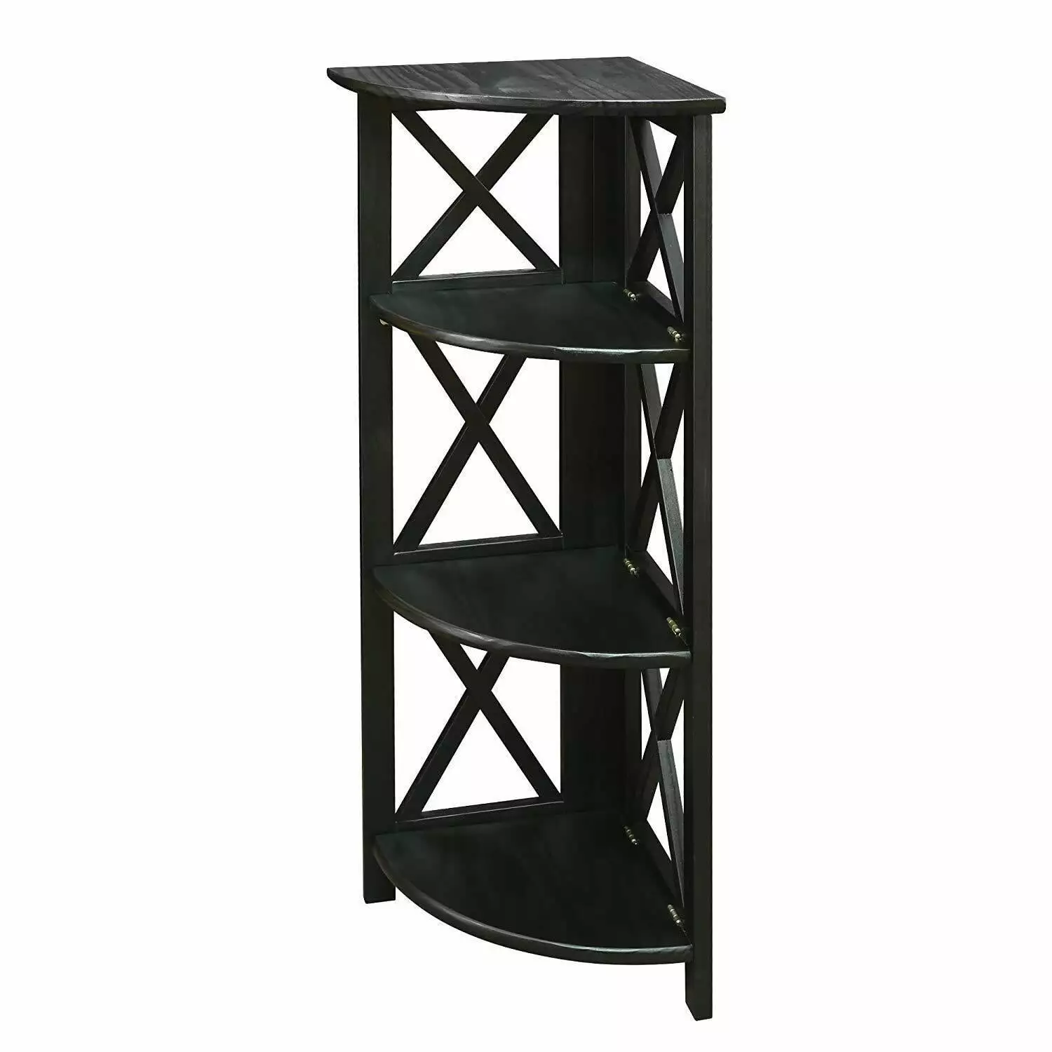 HomeStock City Chic 3-Shelf Corner Folding Bookcase Mantel Top