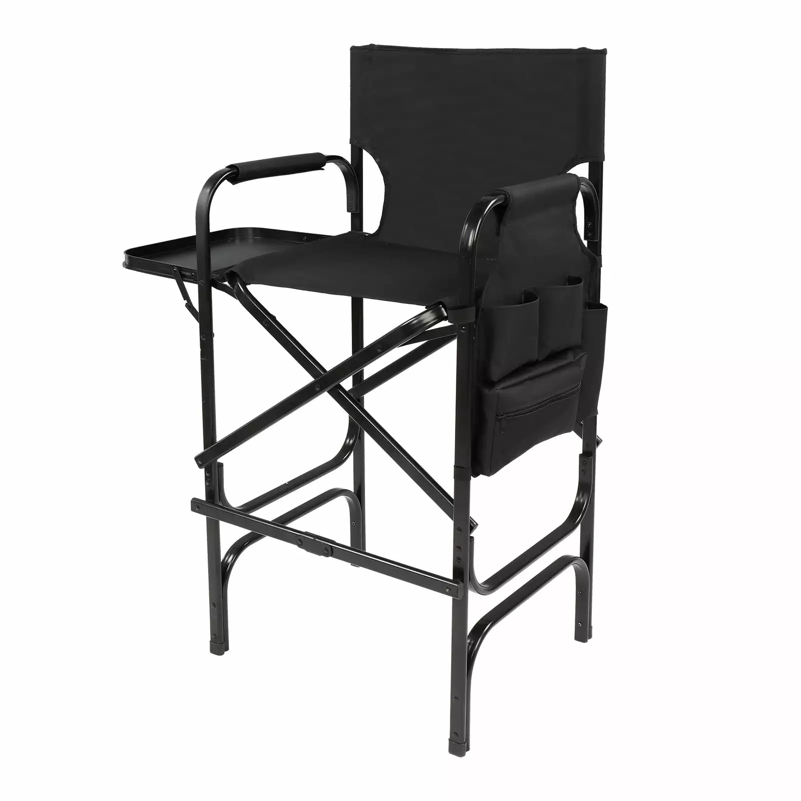 Omysalon 30 Tall Directors Chair Black Folding Side Table Storage Bag Portable Makeup Artist Bar Height Chair