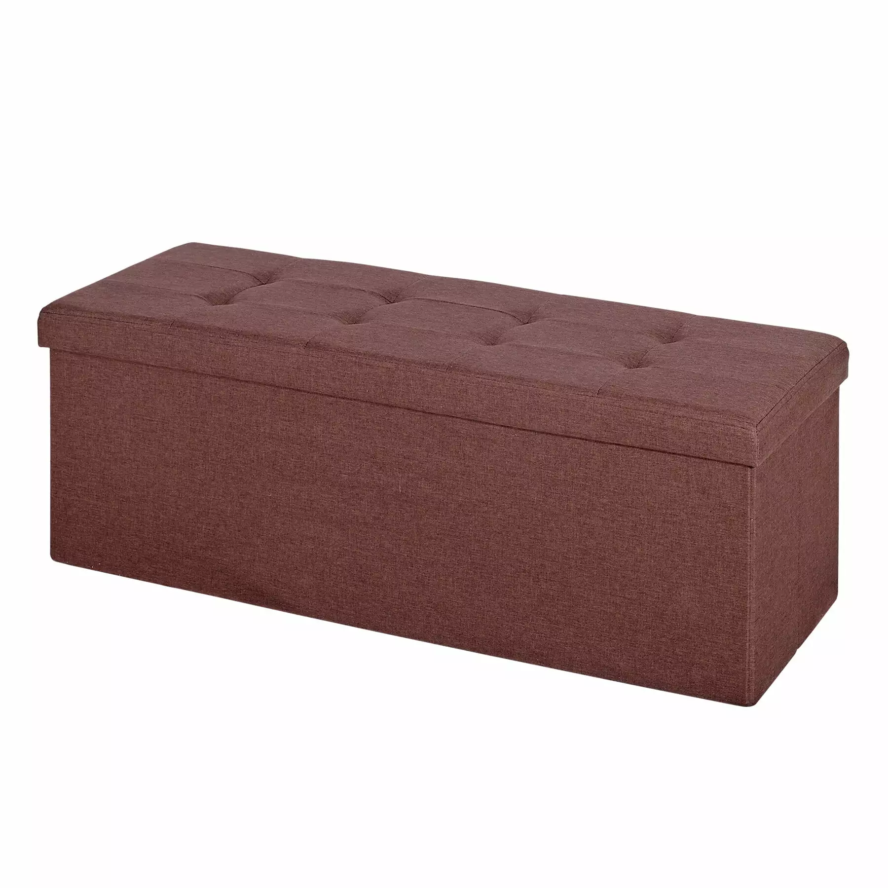 ZENY 43.3 Inches Folding Storage Ottoman Bench Foam Padded Seat - 660 lb Capacity Brown Footrest Ottomans