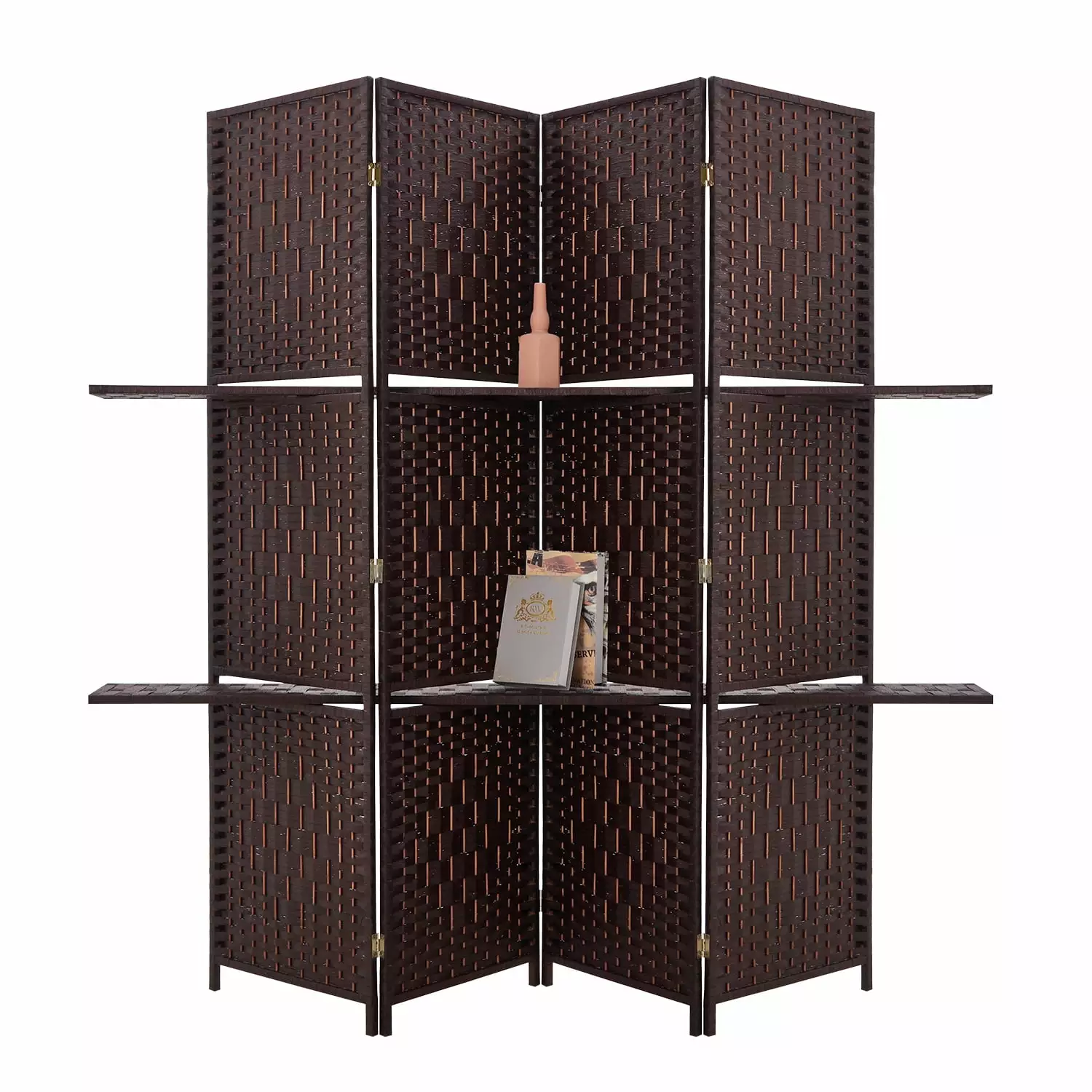 Foldable 4 Panel Privacy Screen Room Divider Removable Storage Shelf Dressing and Business EXCITED WORK