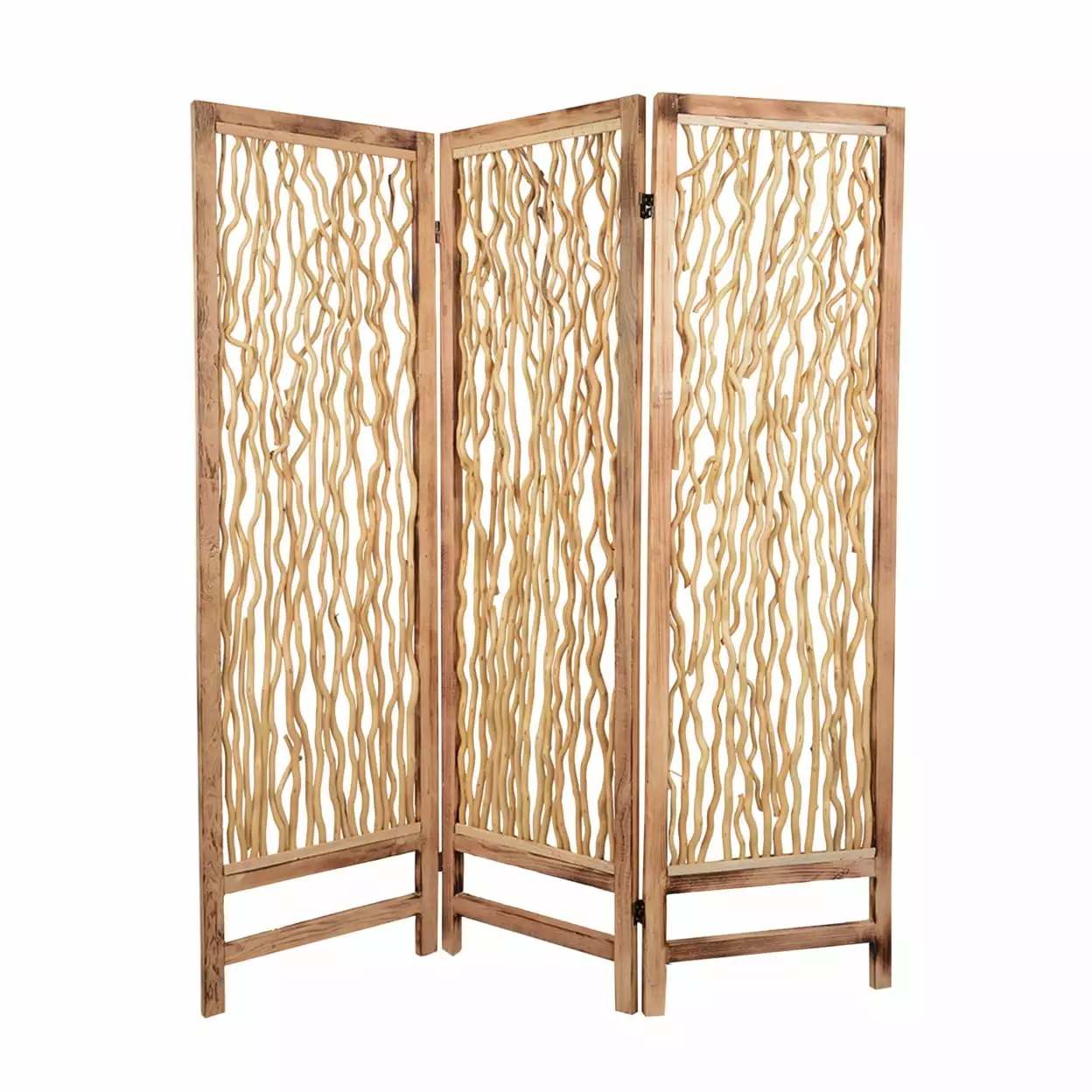 Contemporary Foldable 3 Panel Falling Springs Screen Room Divider Modern Decorative Partition Screen Gems