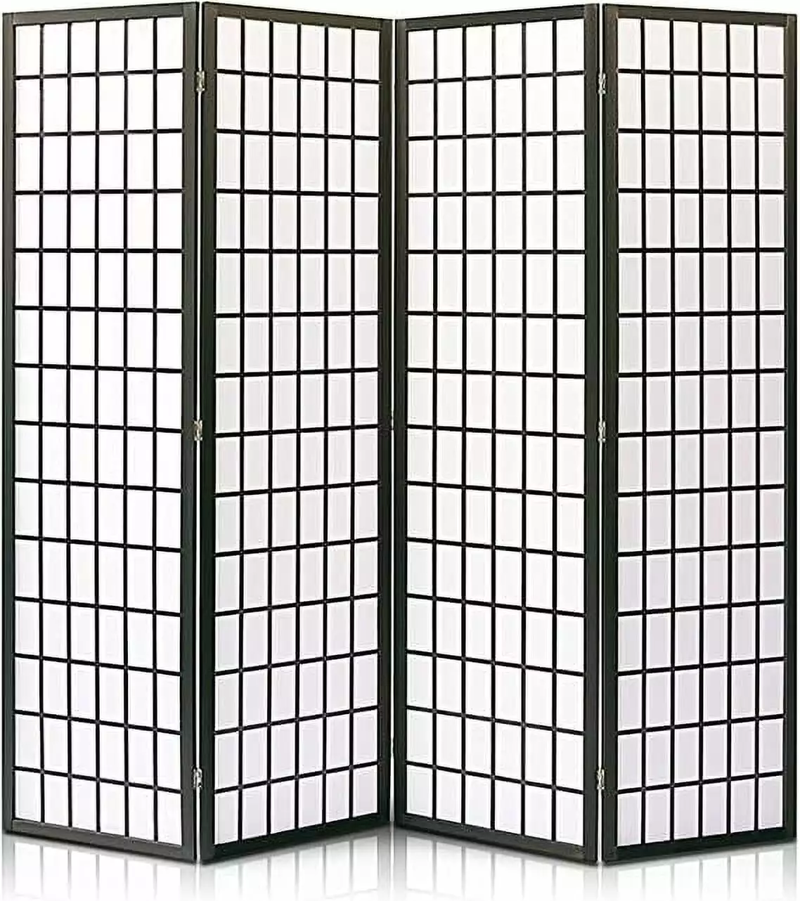 SereneLife 4 Panel Timeless Japanese Screen Room Divider Travel Friendly Indoor Decorative Partition