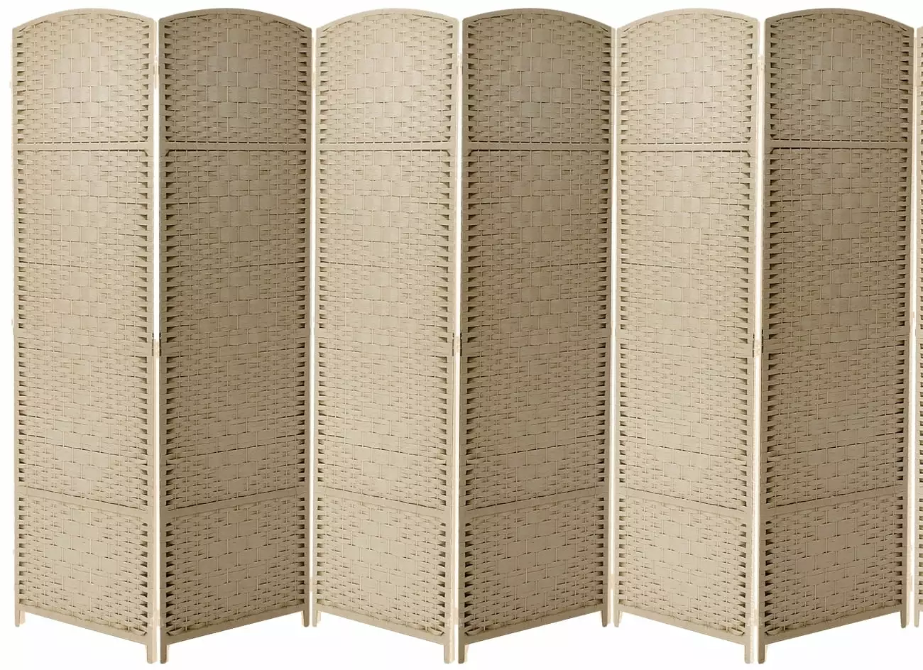 Extra Wide 6 Panel Diamond Weave Fiber Room Divider Beige Privacy and Space Division Sorbus