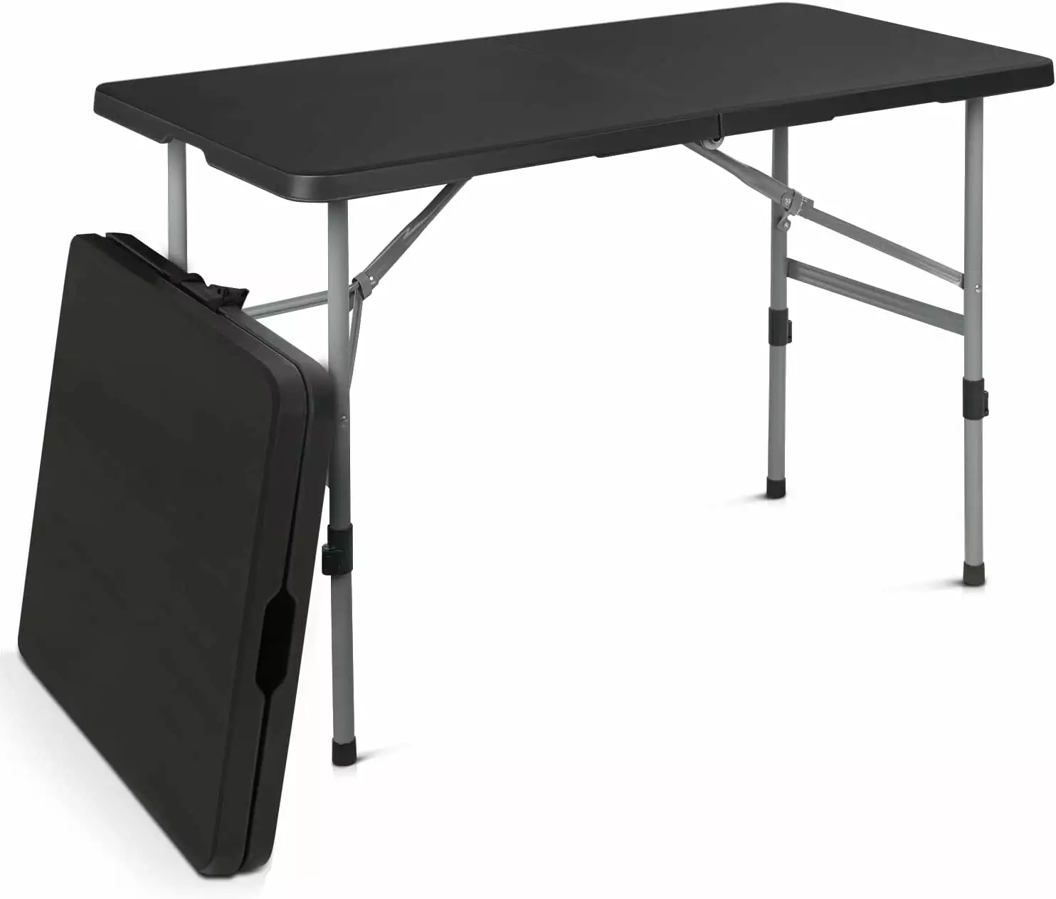 4ft Heavy Duty Black Plastic Folding Table Indoor and Outdoor Parties and Events