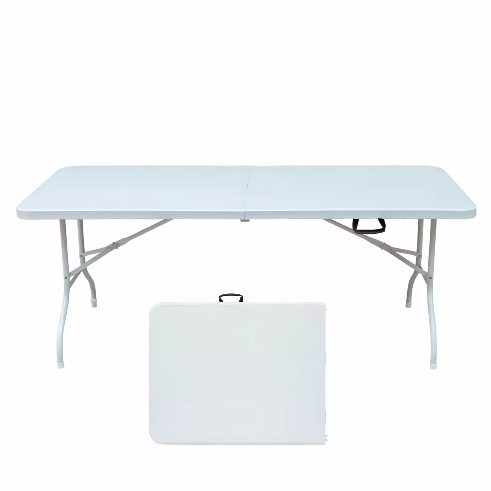6ft Folding Table Portable Plastic Table Camping Picnics Parties High Load Bearing Foldable White