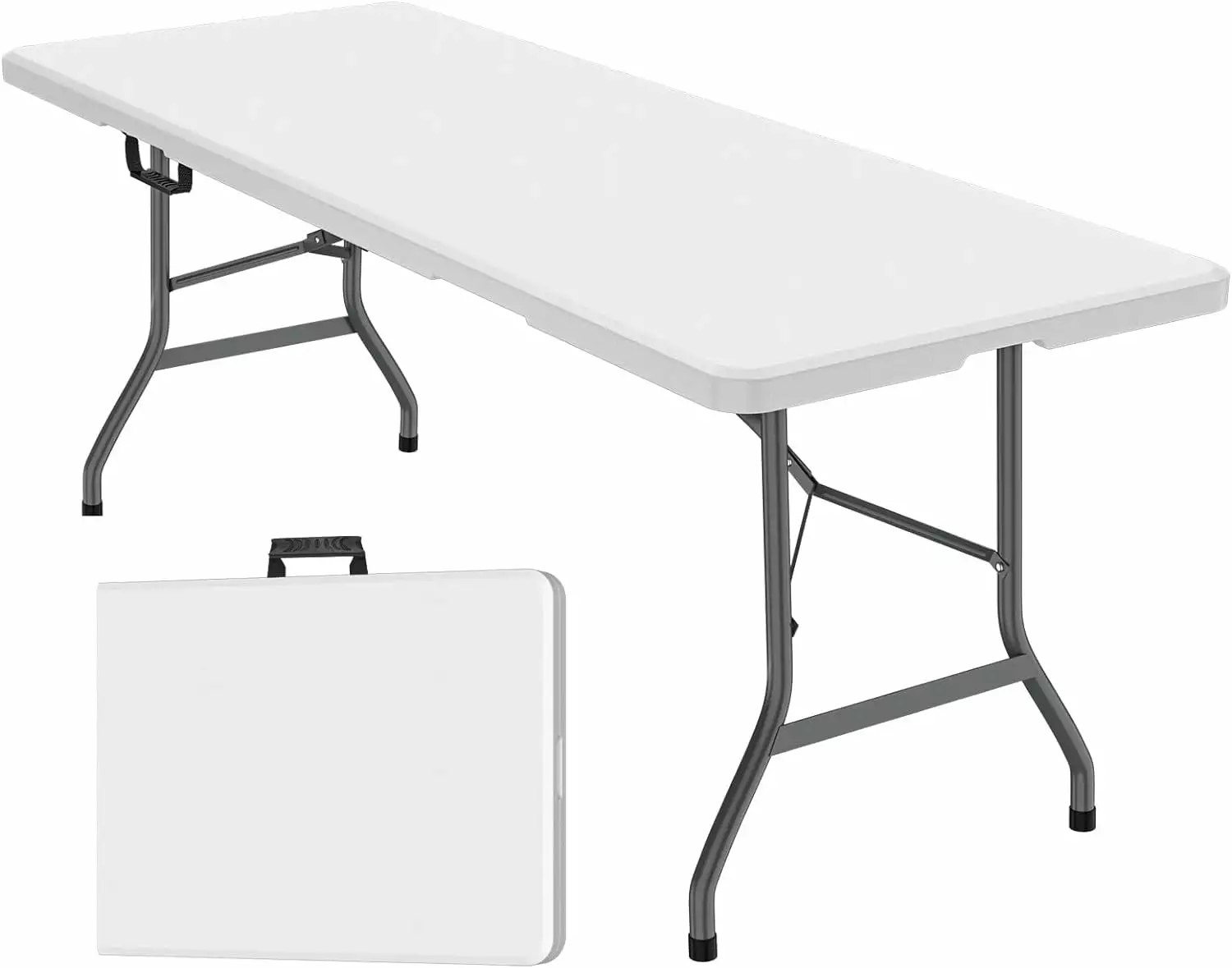 6ft Plastic Folding Table Handle Outdoor Indoor Camping Party Picnic White