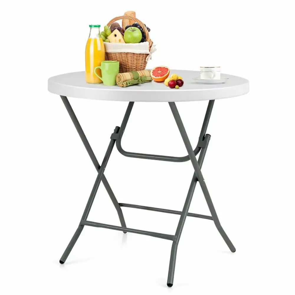 Aimee Lii 32 Inch Round Foldable Lightweight Table Double Lockable Doors Camp Tables Portable Foldable