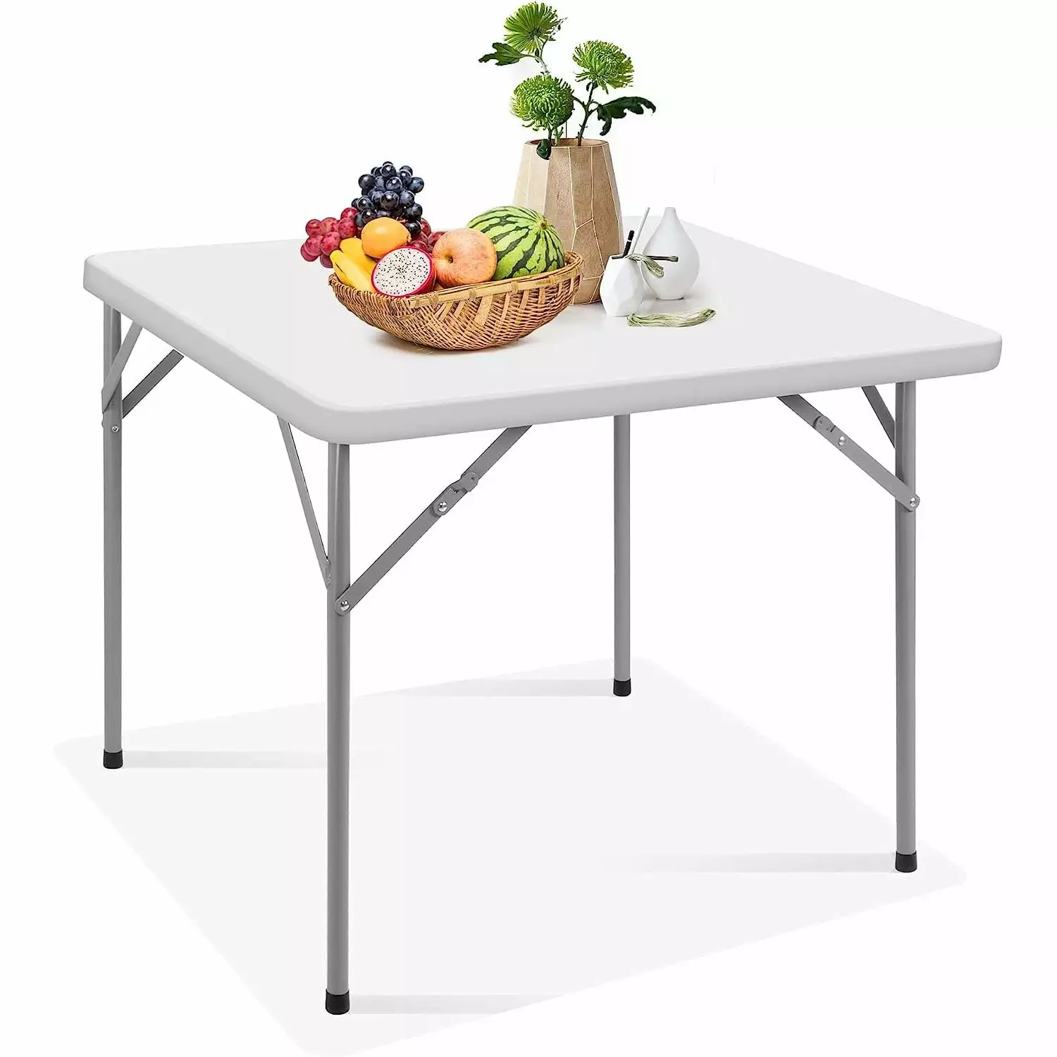 Bilot 34Square Folding Card Table 2.8ft Portable Plastic Picnic Table Collapsible Legs Indoor Outdoor Heavy Duty Trestle T...
