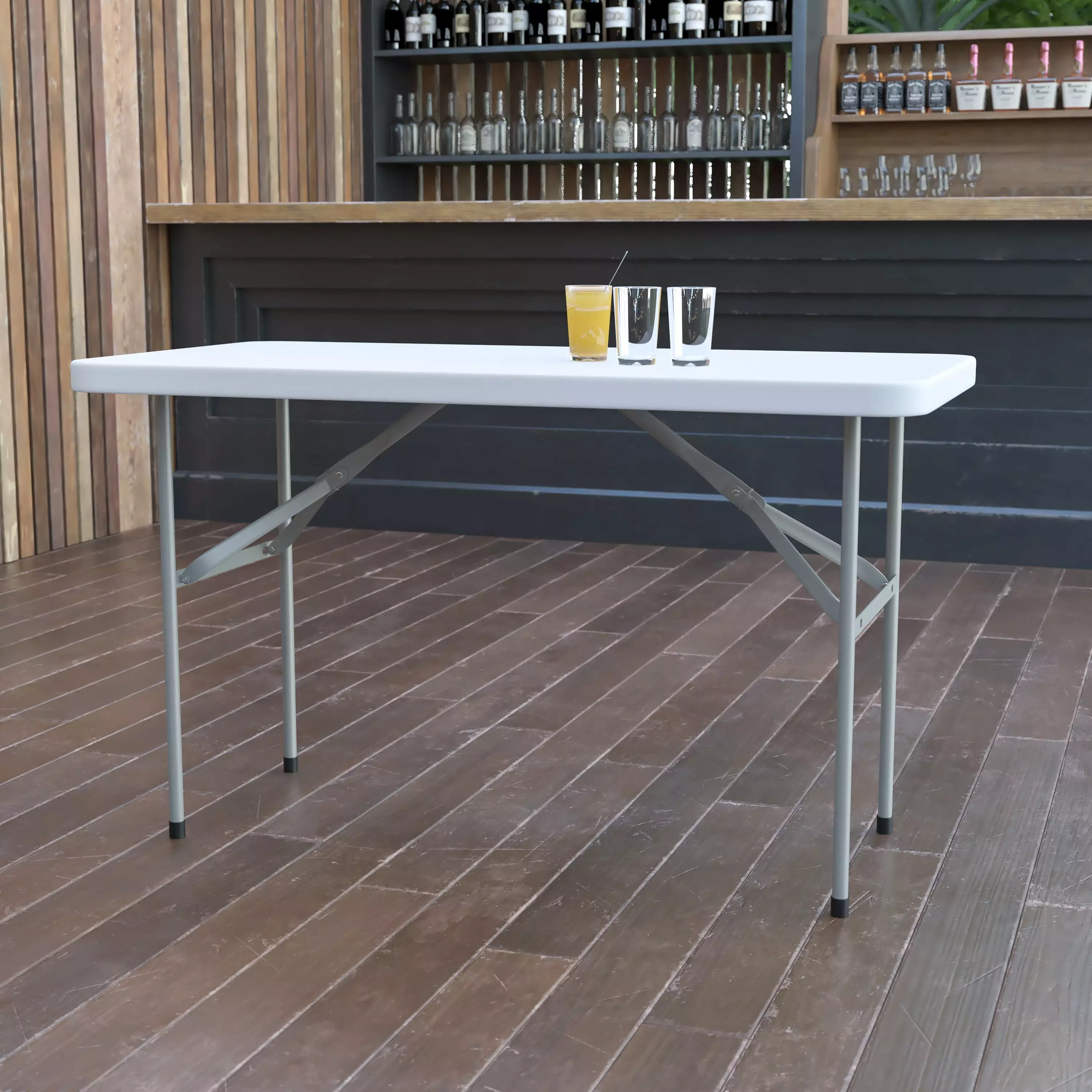 BizChair 4-Foot Granite White Plastic Folding Table Events and Banquets