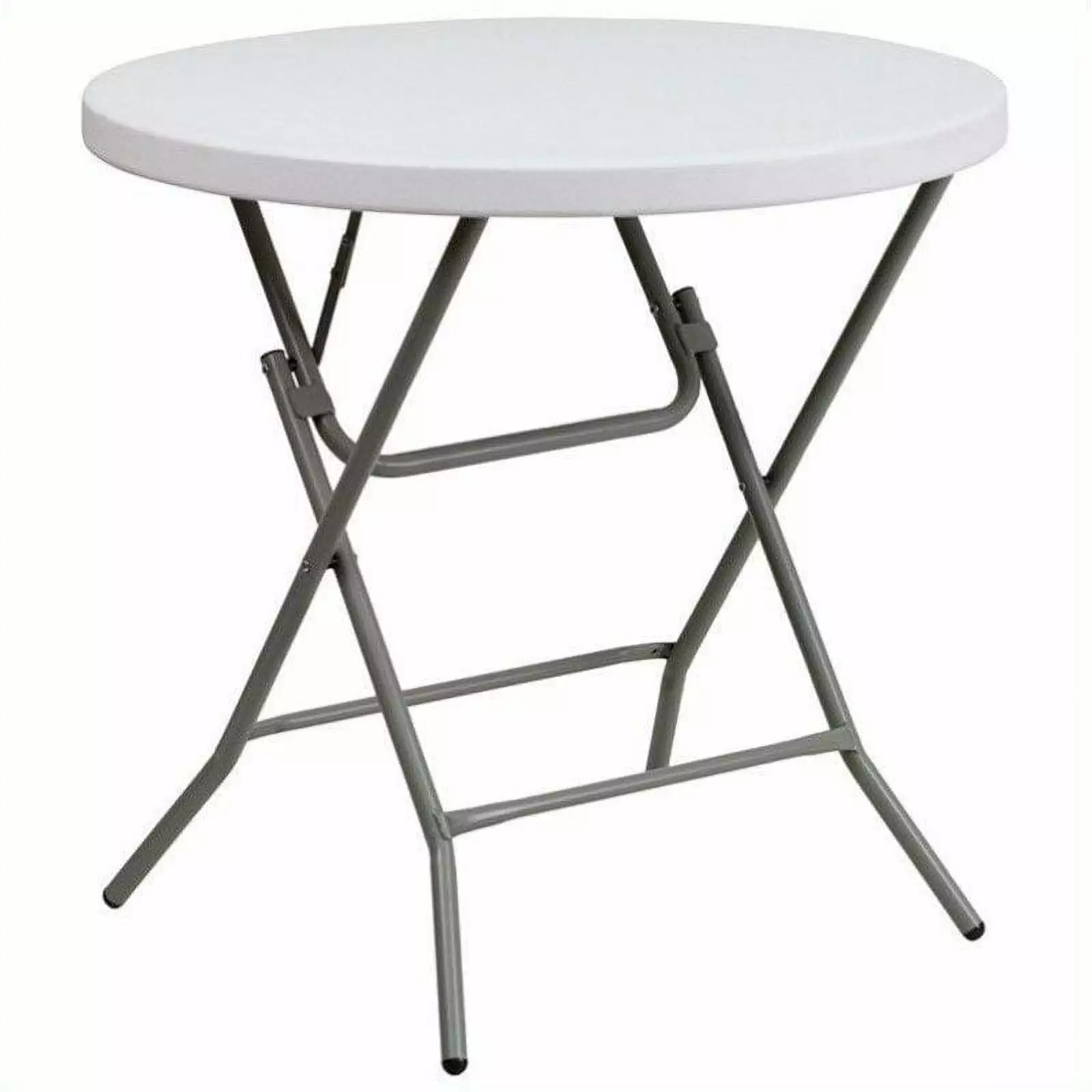 Bowery Hill 32 Inch Round Granite Folding Table White Durable Portable