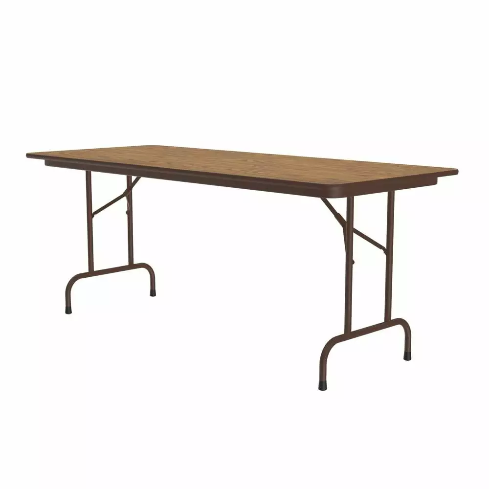 Correll Inc Thermal Fused Laminate Top Folding Table 30x72 Inch Rectangular Medium Oak Brown